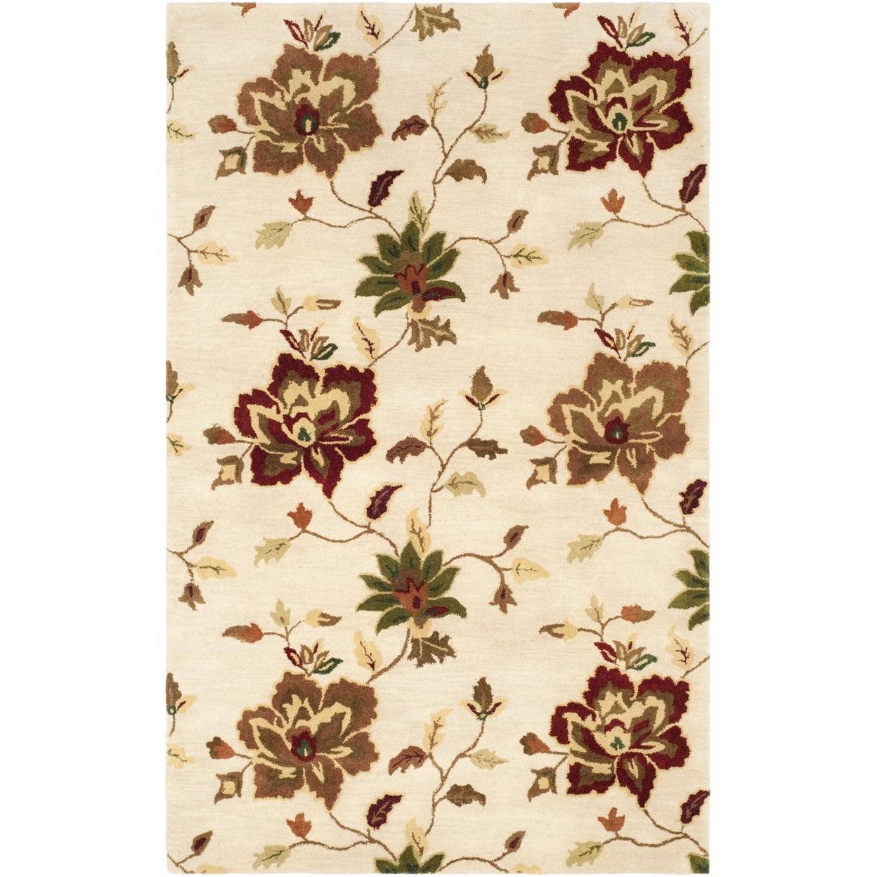 SAFAVIEH Jardin Aifric Floral Wool Area Rug, Ivory/Multi, 4' x 6'