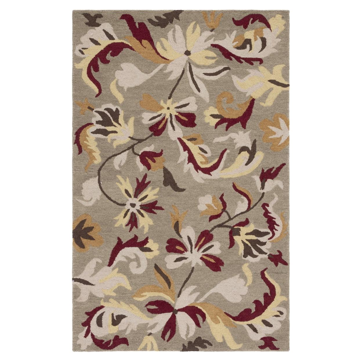 Ivory Floral Hand-Tufted Wool Rectangular Rug 4' x 6'