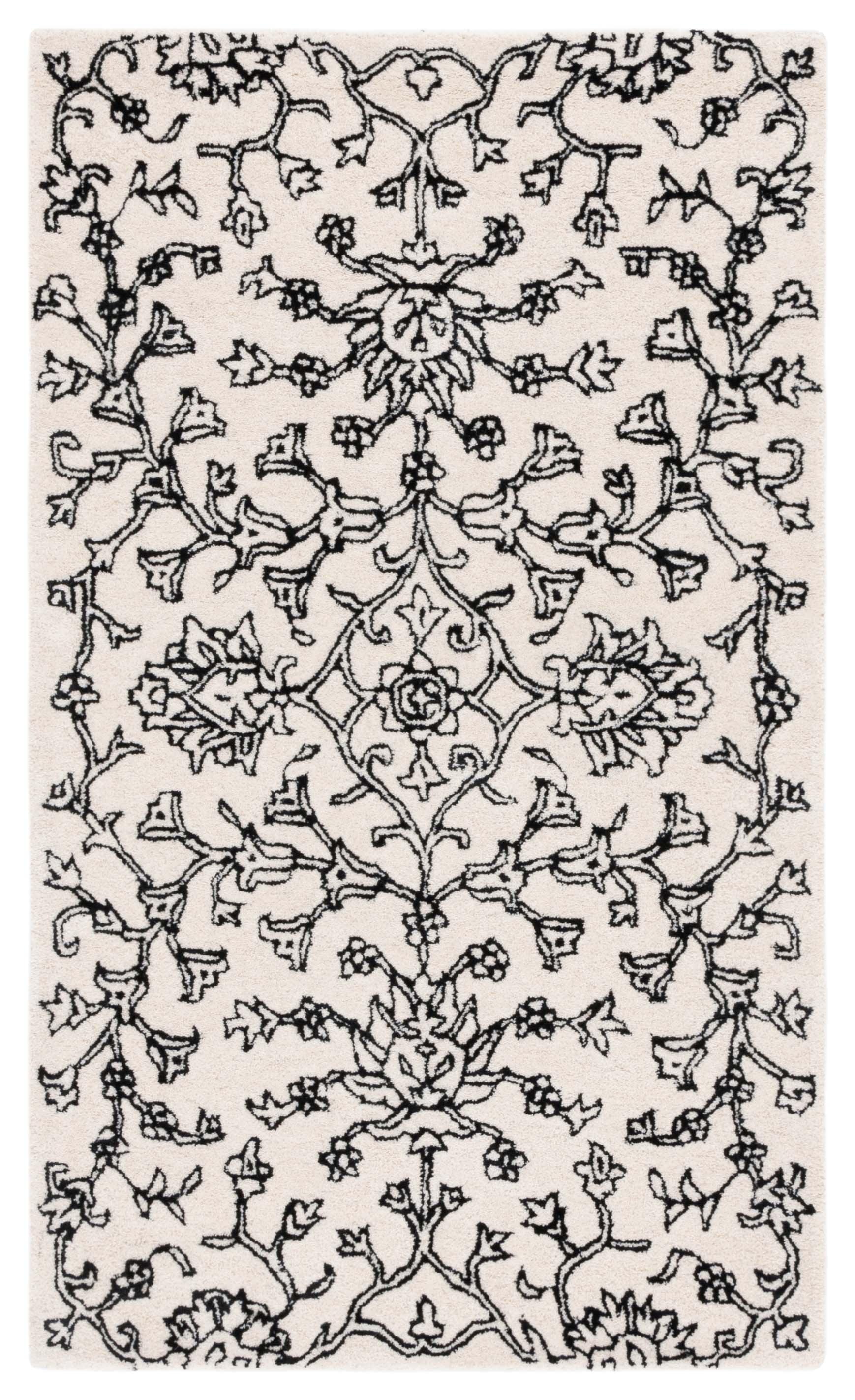 Jardin JAR730 Hand Tufted Area Rug - Ivory/Black - 4'x6' - Safavieh.
