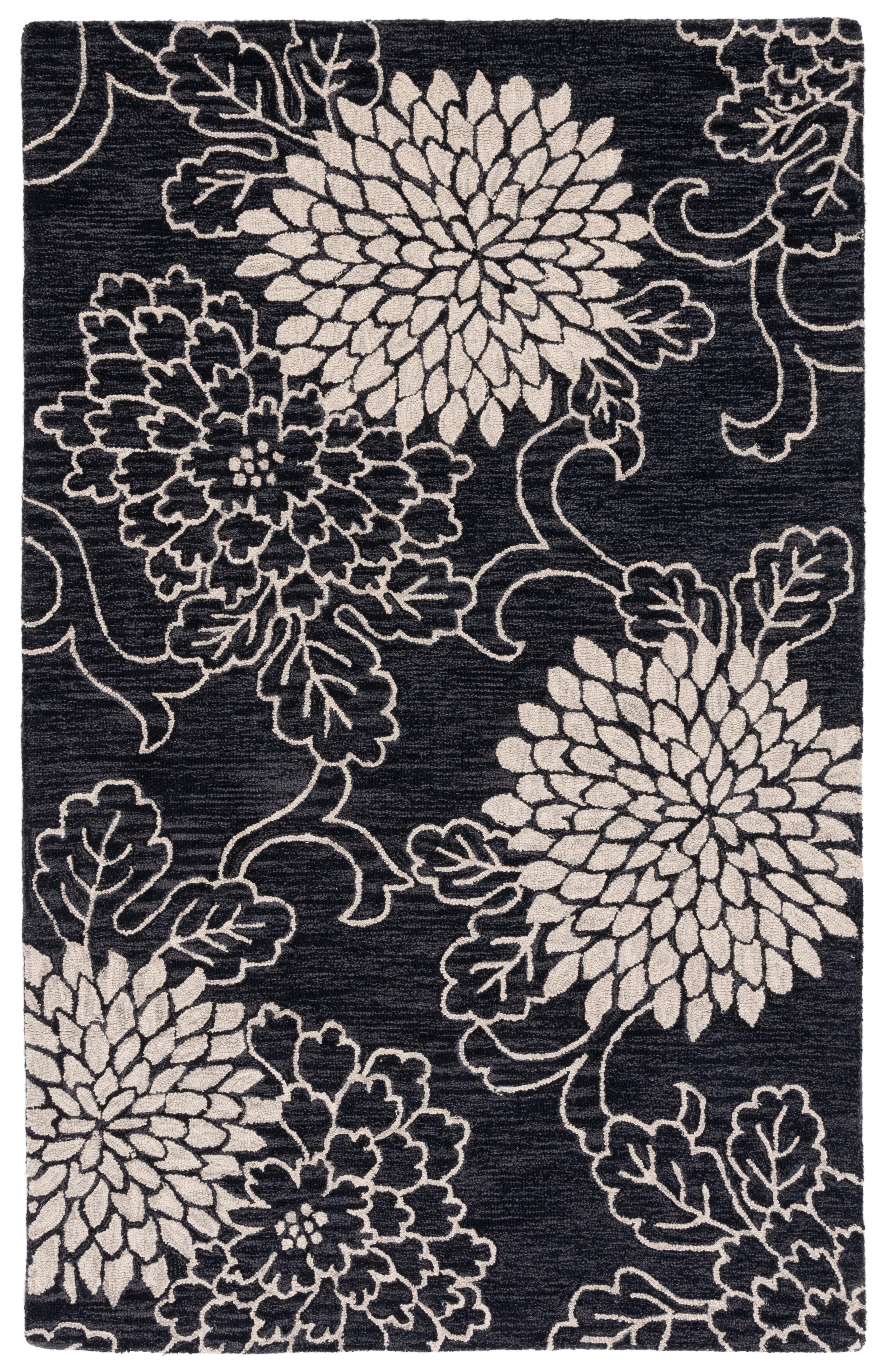 Jardin JAR602 Hand Tufted Area Rug - Black/Ivory - 8'x10' - Safavieh.