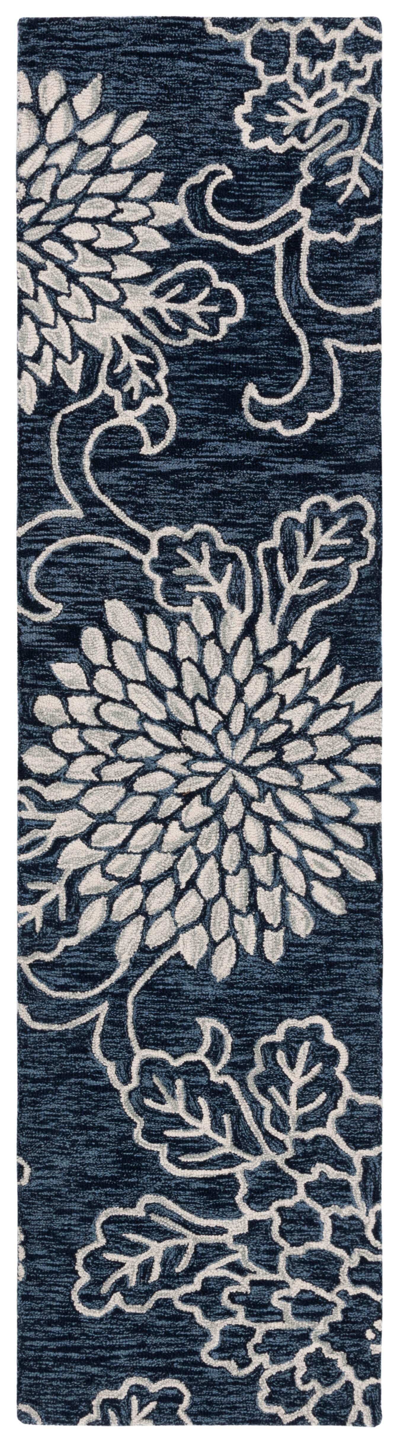 Jardin JAR602 Hand Tufted Runner Rug - Navy/Ivory - 2'3"x9' - Safavieh.