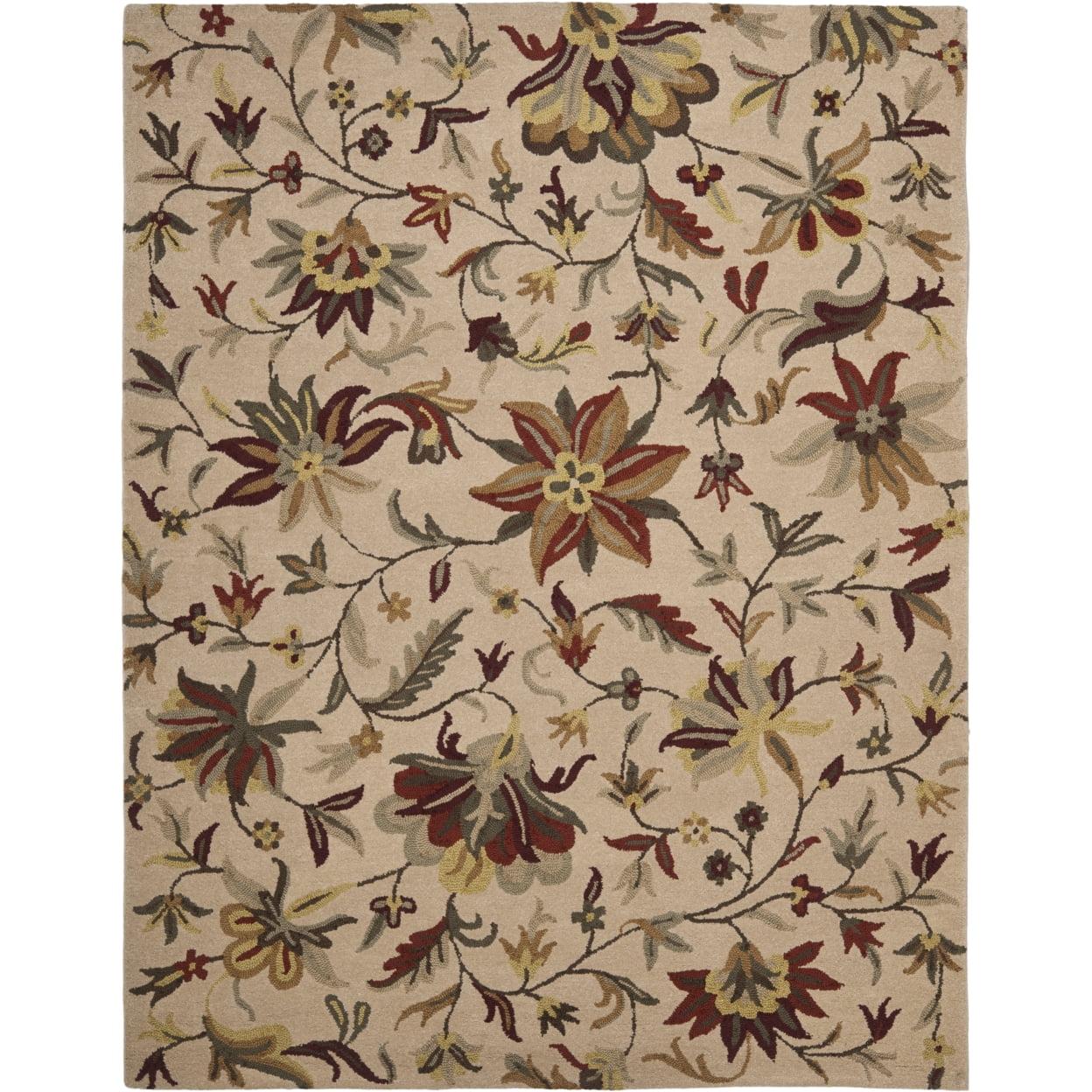 SAFAVIEH Jardin Dulcibella Floral Wool Area Rug, Beige/Multi, 5' x 8'