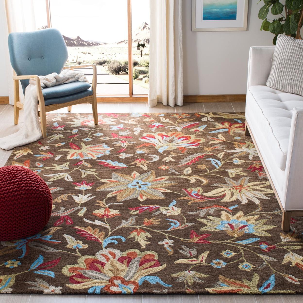 Handmade Red Floral Wool Tufted 4' x 6' Area Rug