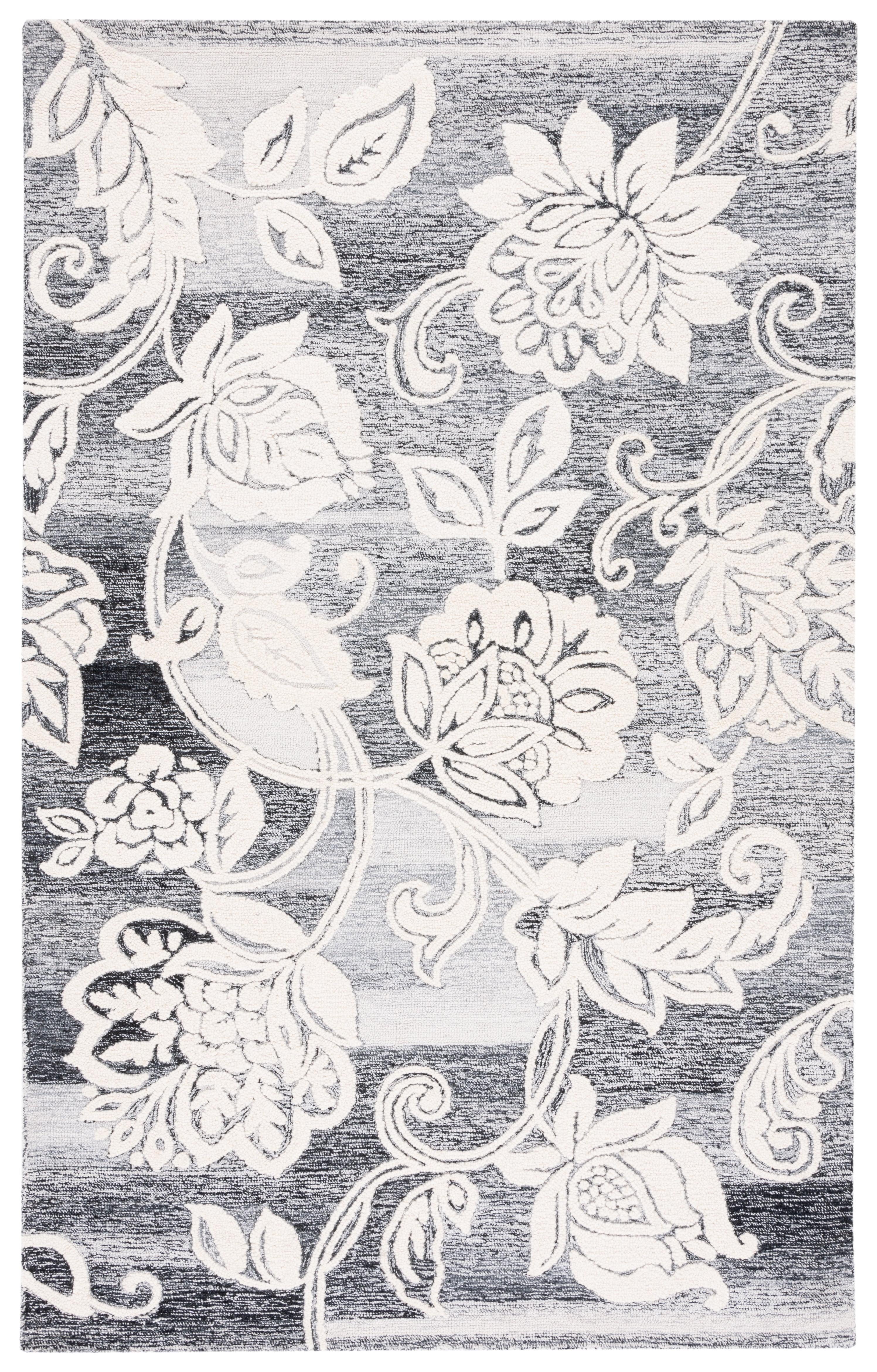 Jardin JAR731 Hand Tufted Area Rug - Black/Ivory - 4'x6' - Safavieh.