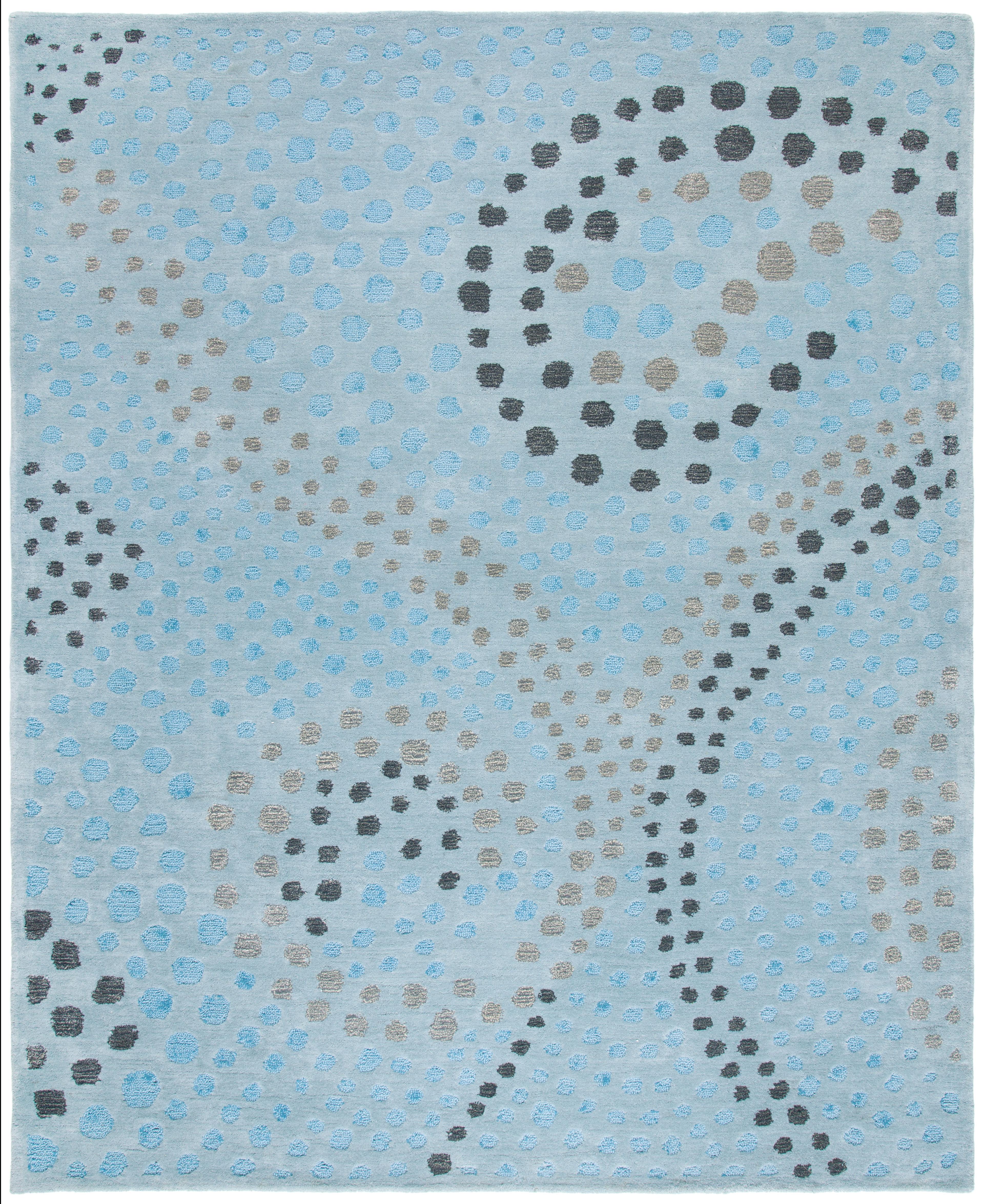 Hand-Tufted Blue and Grey Wool Geometric Area Rug, 8' x 10'