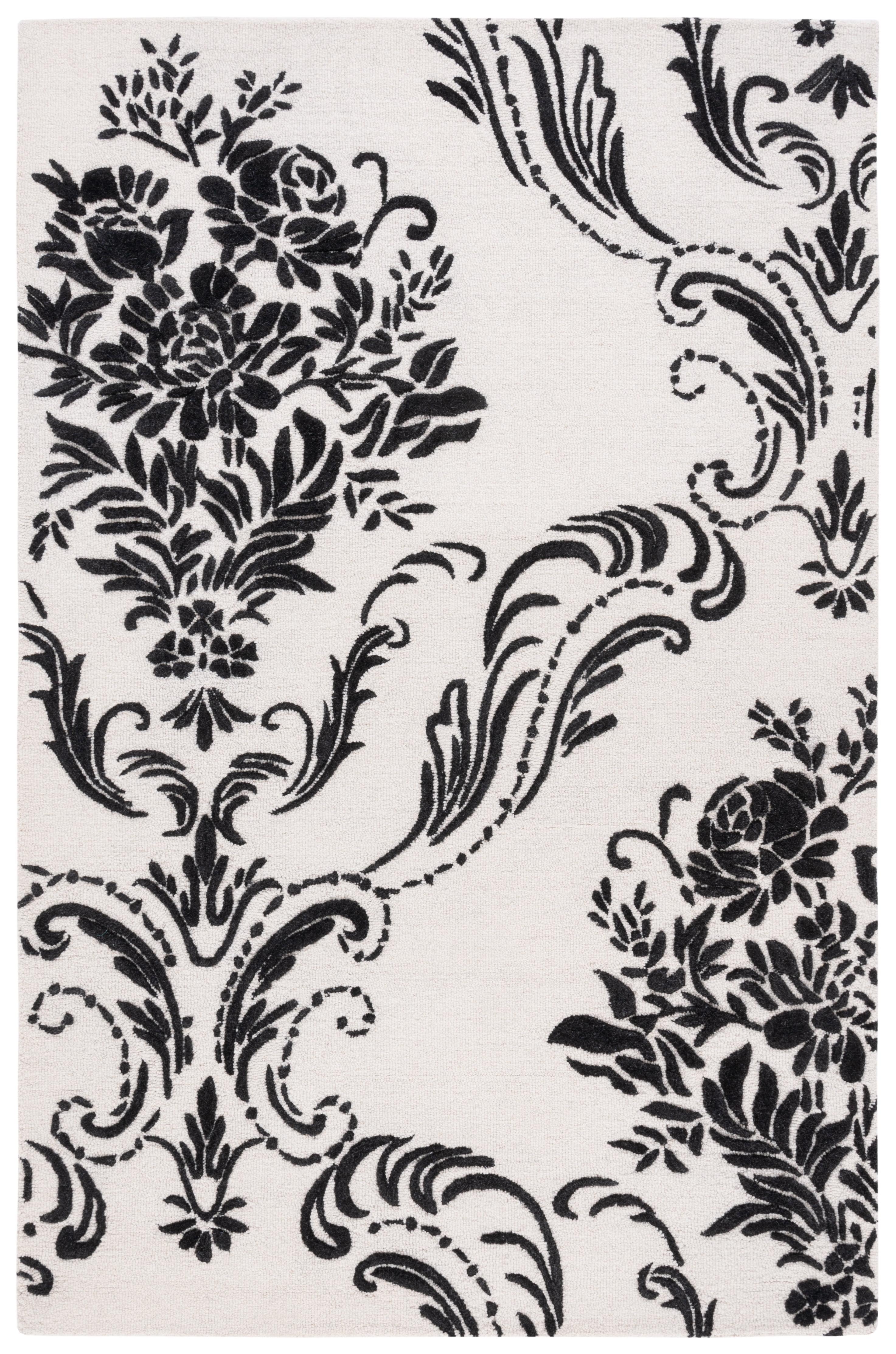 Jardin JAR732 Hand Tufted Area Rug - Ivory/Black - 5'x8' - Safavieh