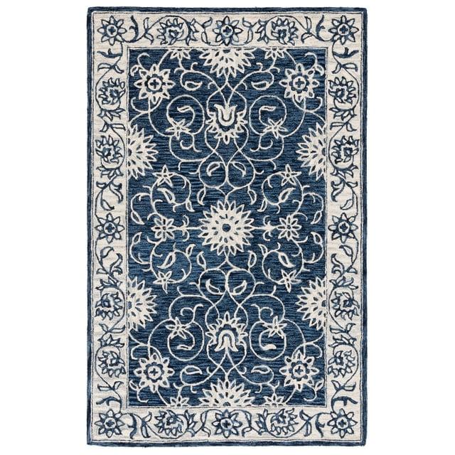 Jardin JAR601 Hand Tufted Accent Rug - Navy/Ivory - 3'x5' - Safavieh