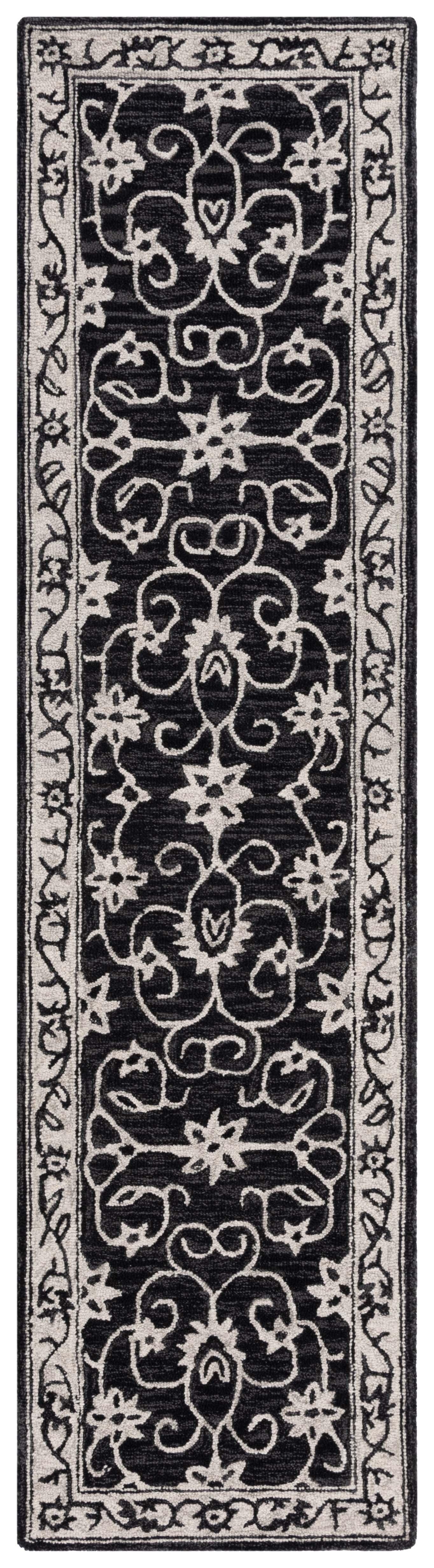 Jardin JAR601 Hand Tufted Runner Rug - Black/Ivory - 2'3"x9' - Safavieh