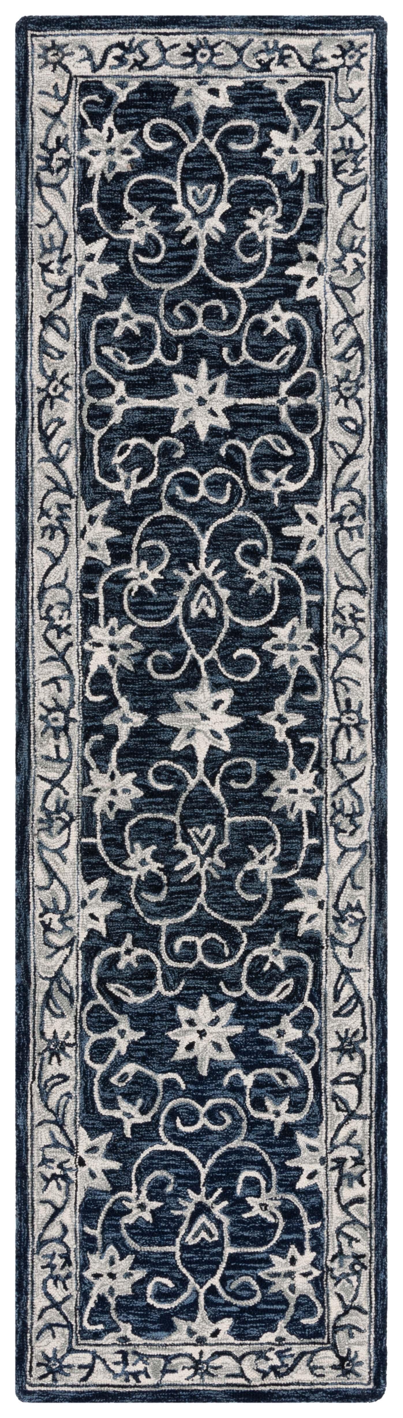 Jardin JAR601 Hand Tufted Runner Rug - Navy/Ivory - 2'3"x9' - Safavieh