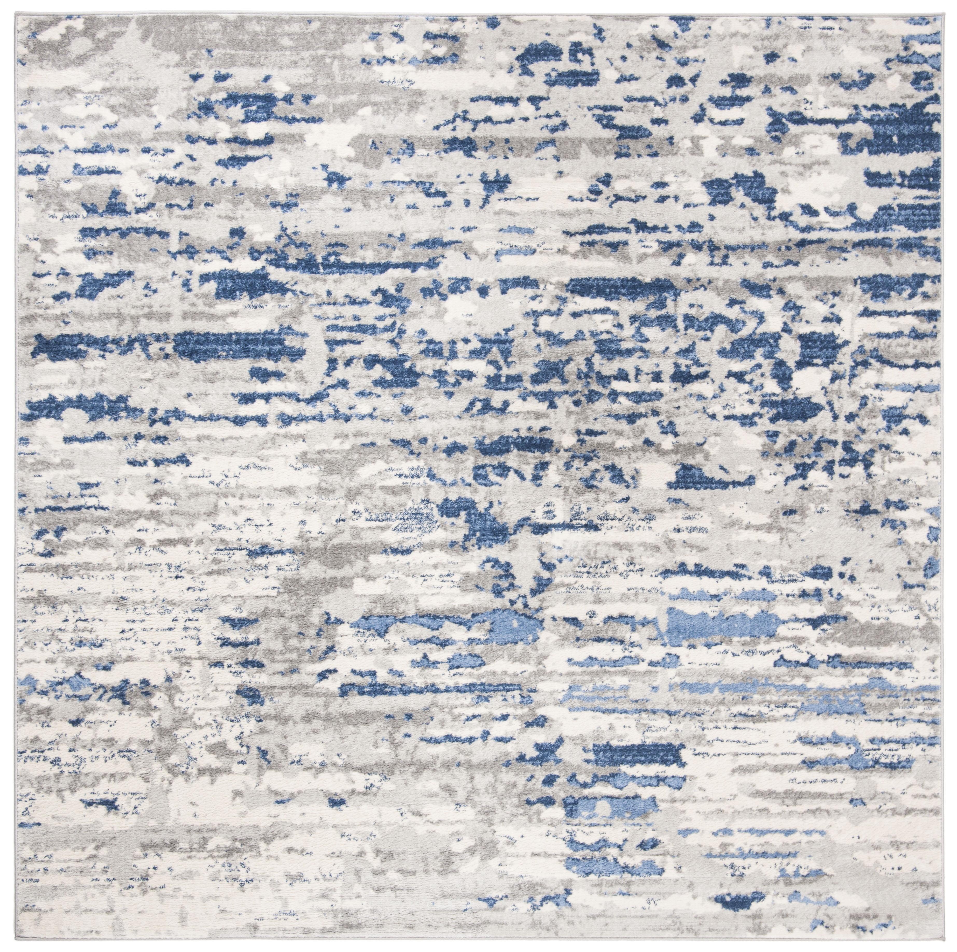 Jasper JSP107 Power Loomed Area Rug - Ivory/Blue - 3'x3' - Safavieh.