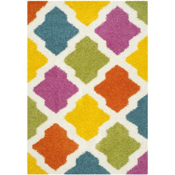 Shag Kids SGK562 Power Loomed Indoor Area Rug - Ivory/Multi - 4'x6' - Safavieh.