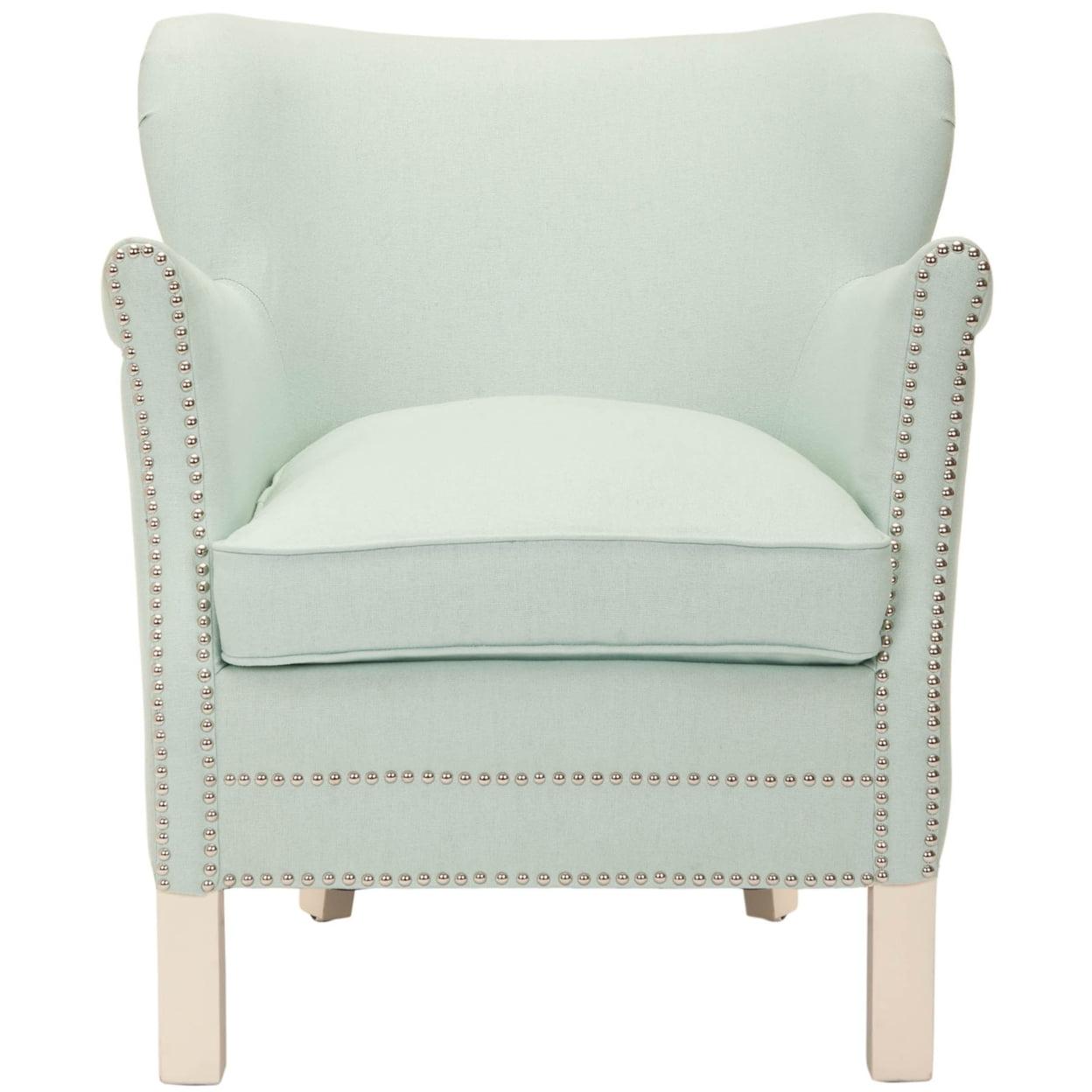 Robins Egg Blue Transitional Arm Chair with Silver Nail Heads