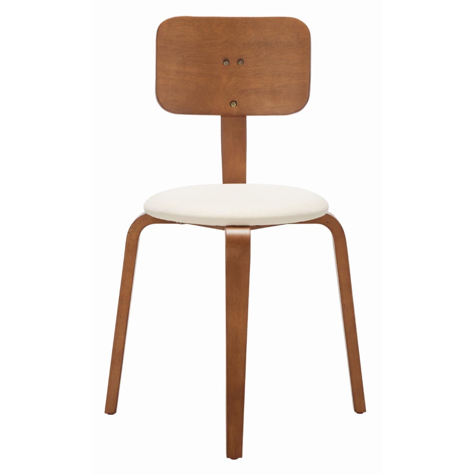 Jo Stackable Upholstered Dining Chairs (Set of 2) - DCH1010 - Walnut/Cream - Safavieh
