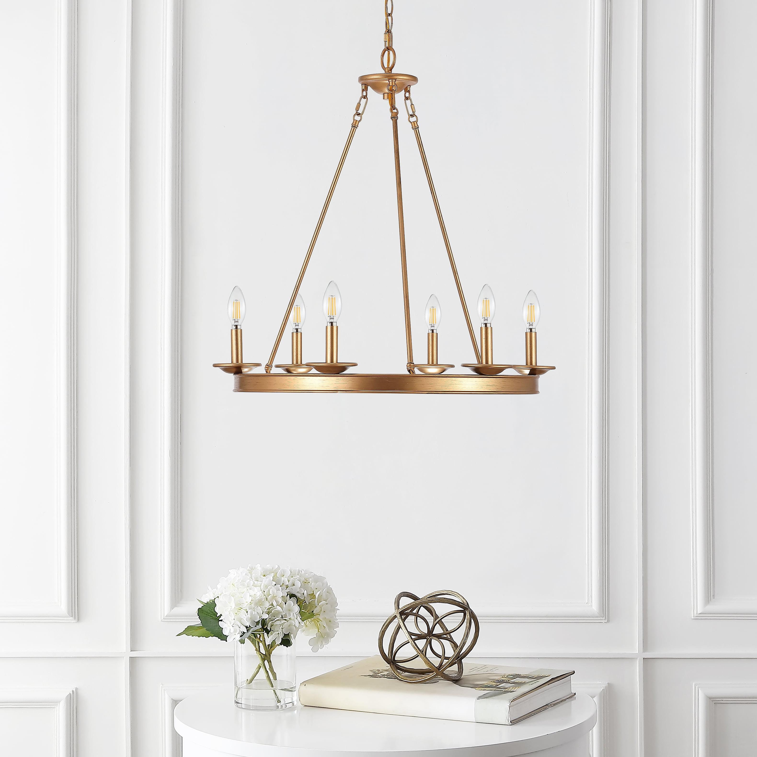 Elegant Gold Painted Iron 6-Light Adjustable Chandelier