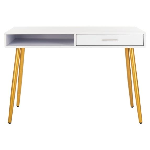 Jorja 1 Drawer 1 Shelf Desk - DSK2200 - White/Gold - Safavieh