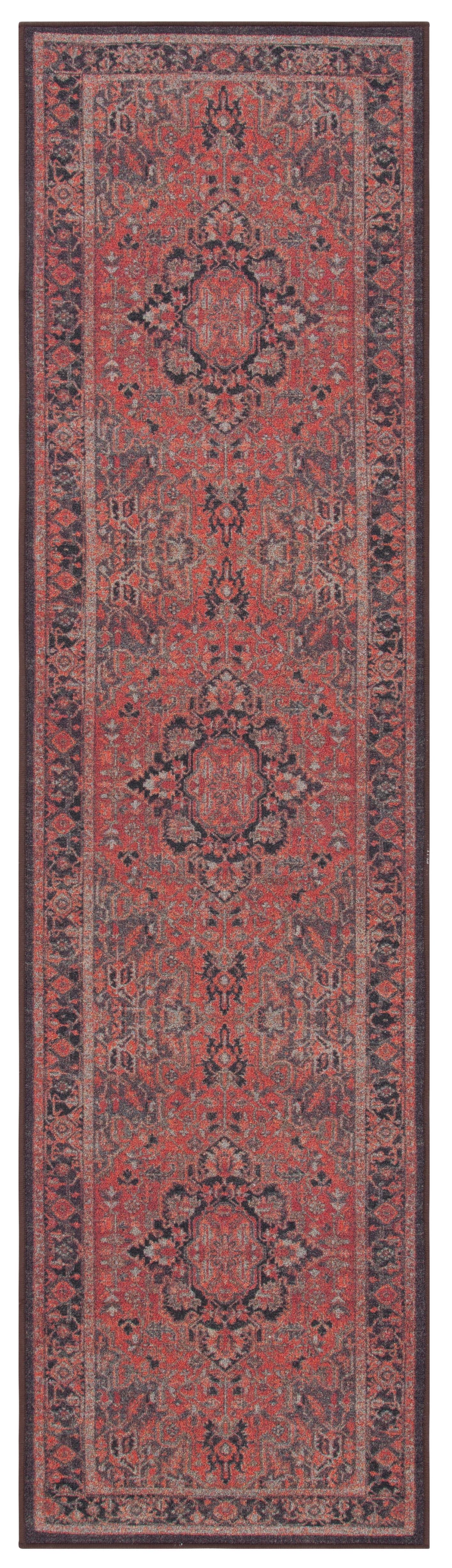 Journey JNY153 Power Loomed Machine Washable Slip Resistant Runner Rug - Navy/Red - 2'2"x7' - Safavieh