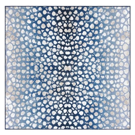 Journey JNY118 Machine Washable Skid-Resistant Power Loomed Indoor Area Rug - Navy/Beige - 6'7"x6'7" - Safavieh