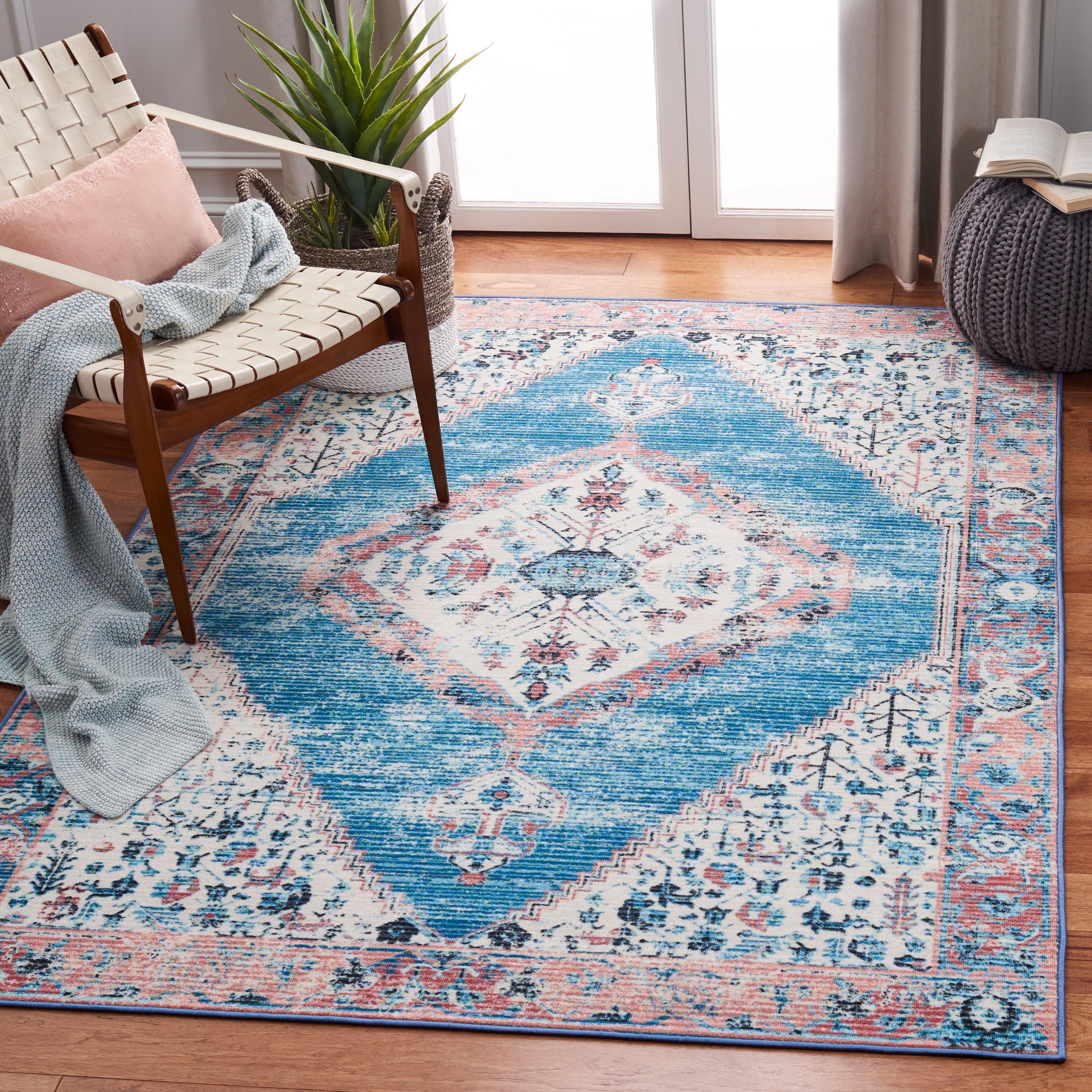 Journey JNY149 Power Loomed Machine Washable Slip Resistant Area Rug - Ivory/Blue - 8'9"x12' - Safavieh