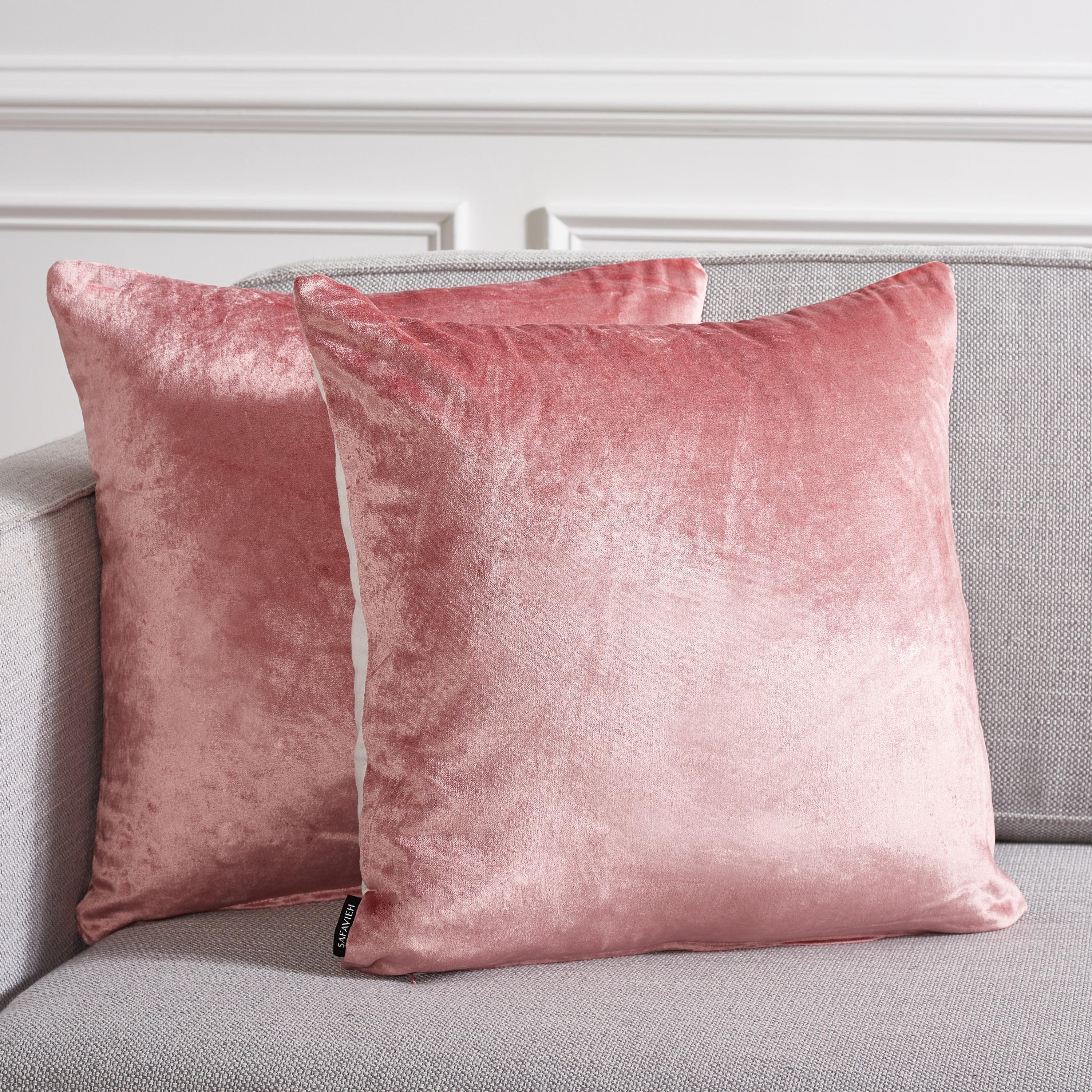 Pink Cotton Blend Square Throw Pillow Set, 18" x 18"