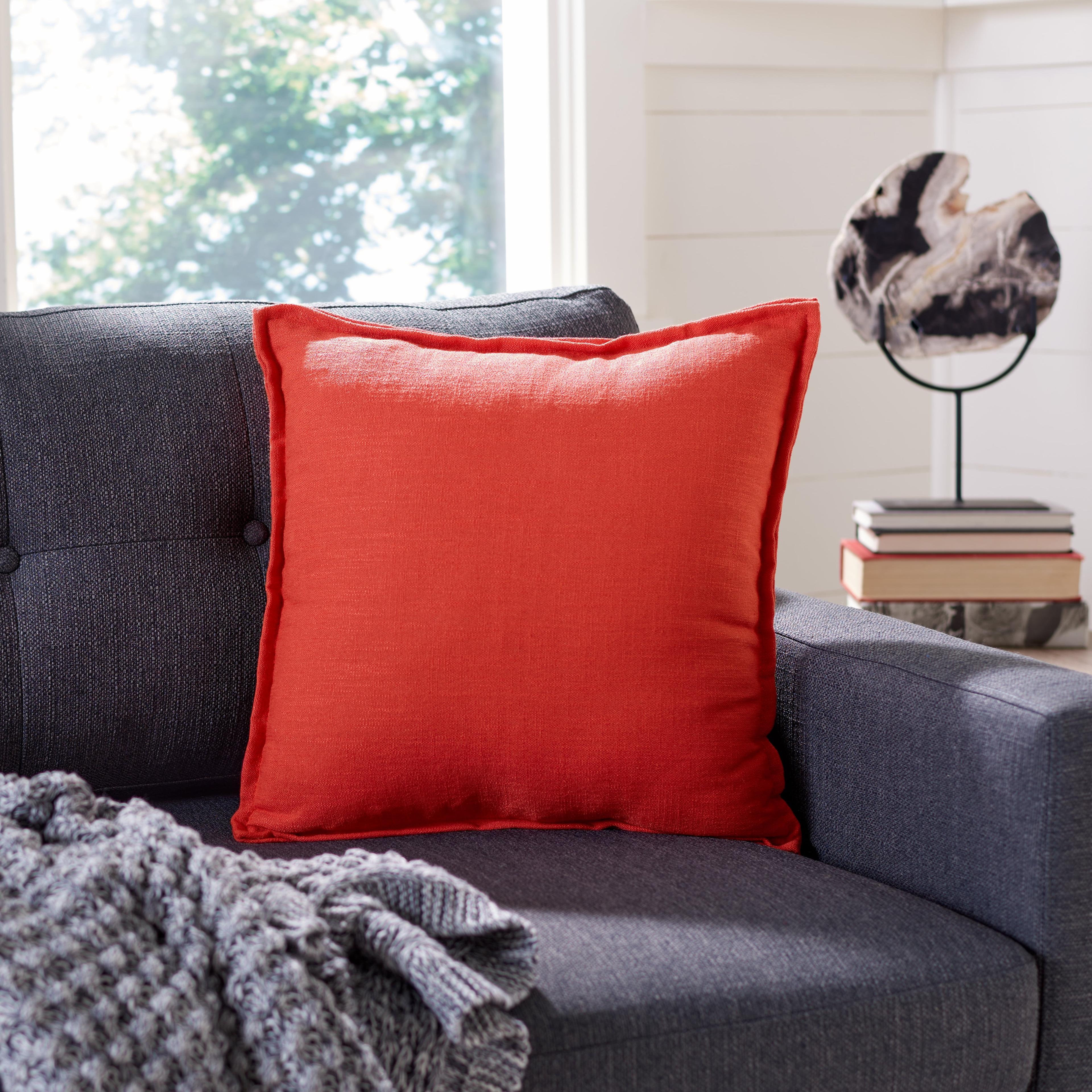 Luxurious Soft Red Cotton-Blend 19" Square Decorative Pillow