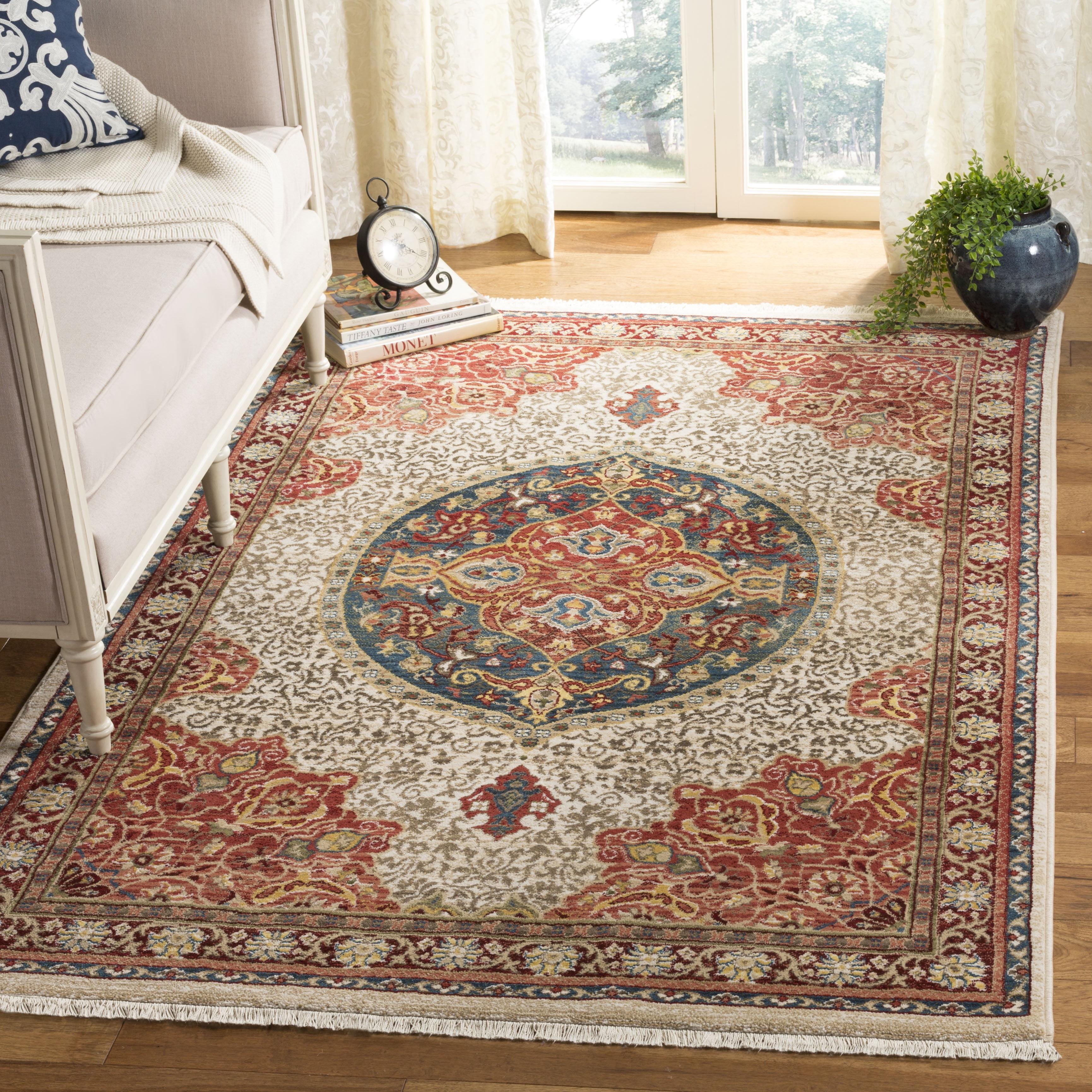 Kashan KSN302 Power Loomed Area Rug - Ivory/Red - 5'1"x7'5" - Safavieh