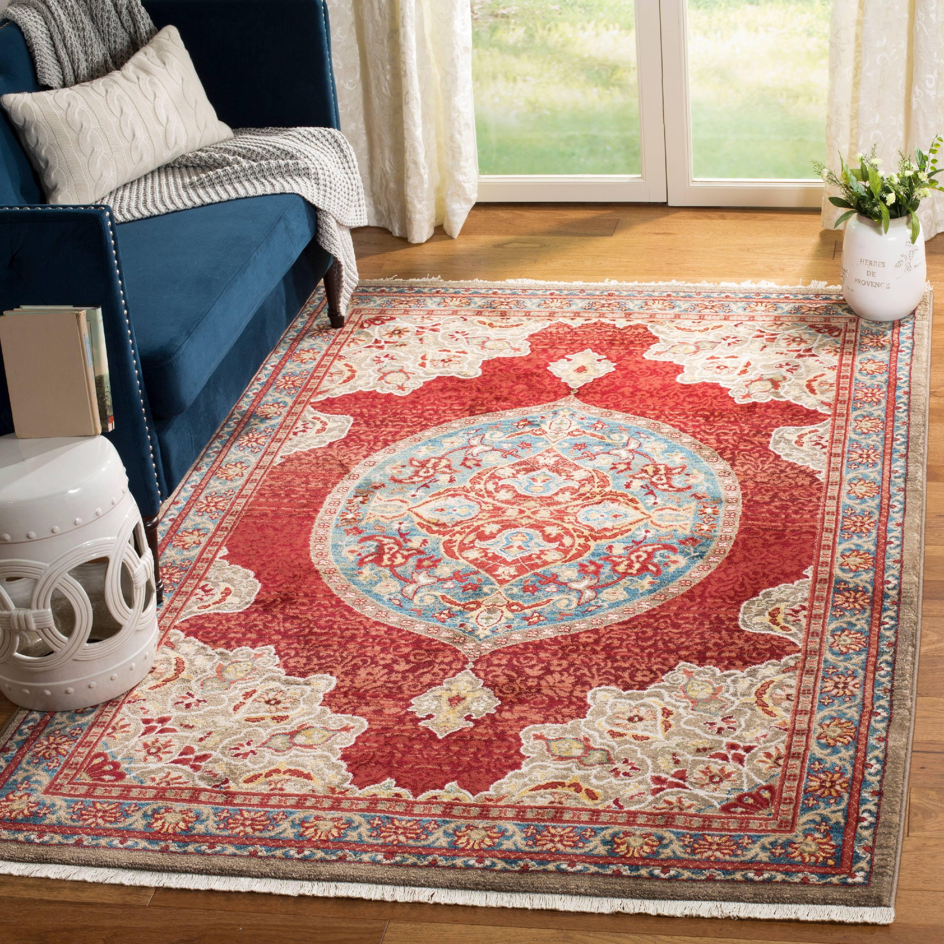 Reversible Red Synthetic Rectangular 9' x 12' Area Rug