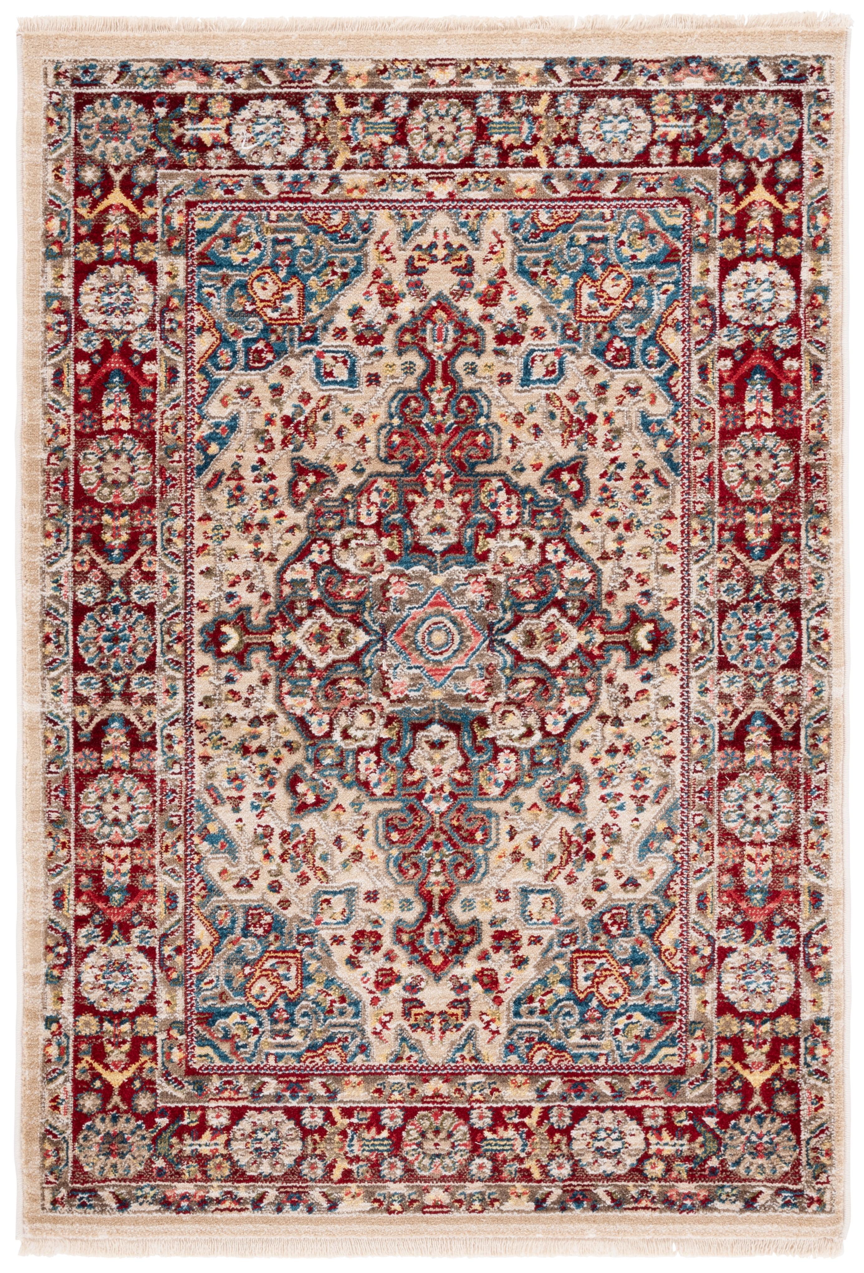 Kashan KSN305 Power Loomed Accent Rug - Ivory/Red - 2'6"x4' - Safavieh.