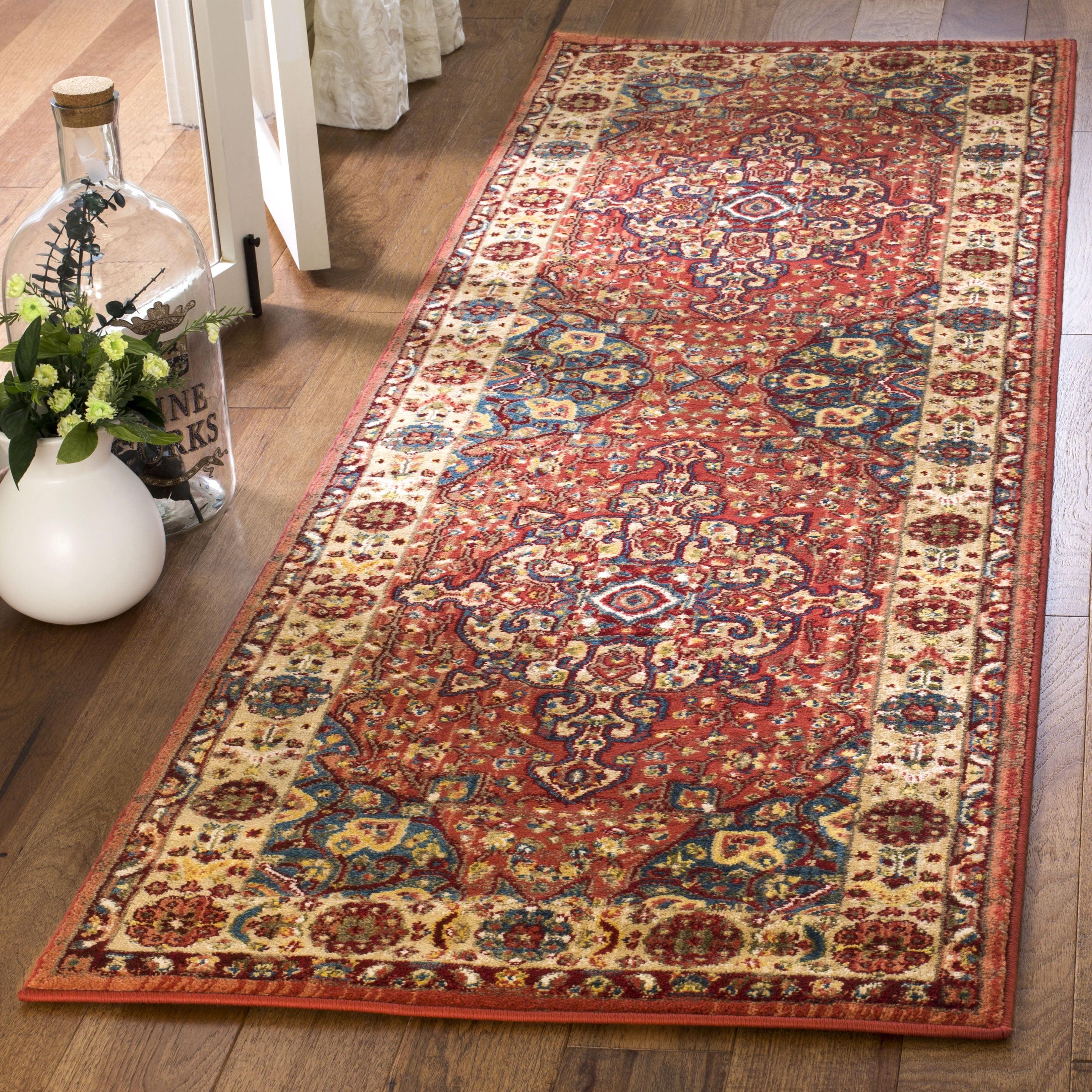 Kashan KSN305 Power Loomed Runner Rug - Red/Ivory - 2'6"x8' - Safavieh