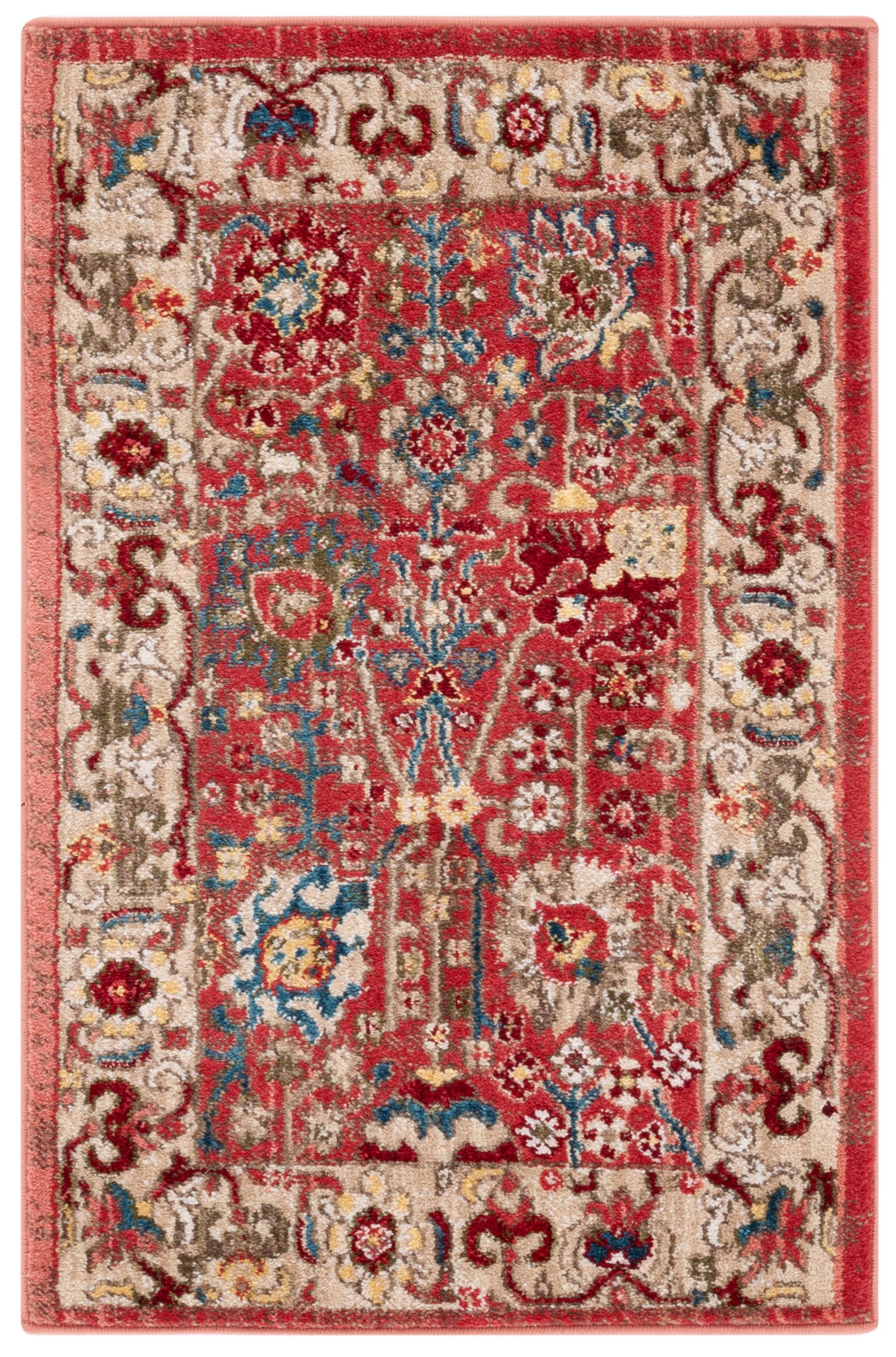 Kashan KSN303 Power Loomed Accent Rug - Red/Beige - 2'6"x4' - Safavieh