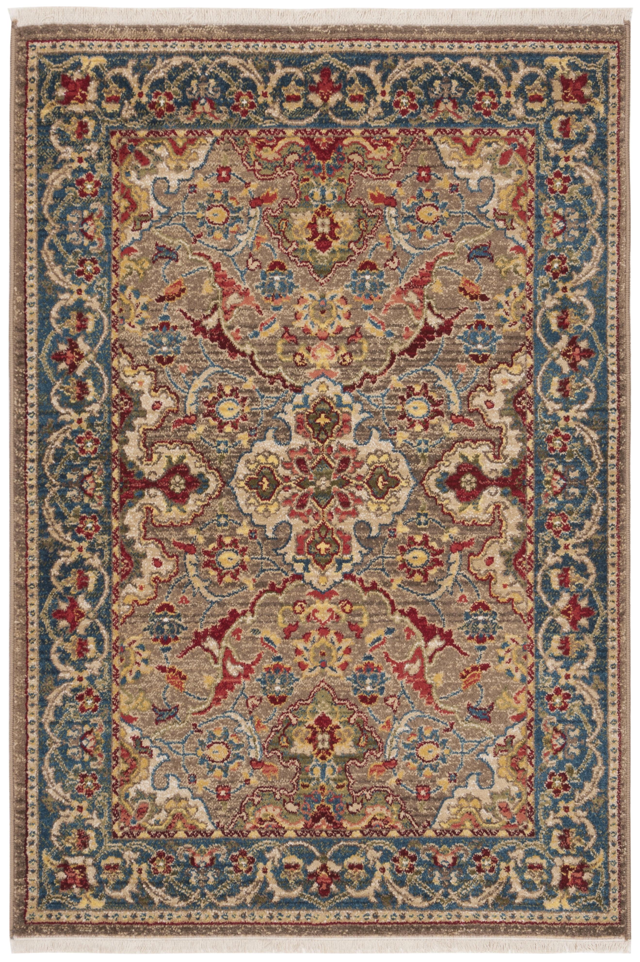 Kashan KSN307 Power Loomed Area Rug - Taupe/Blue - 4'x6' - Safavieh