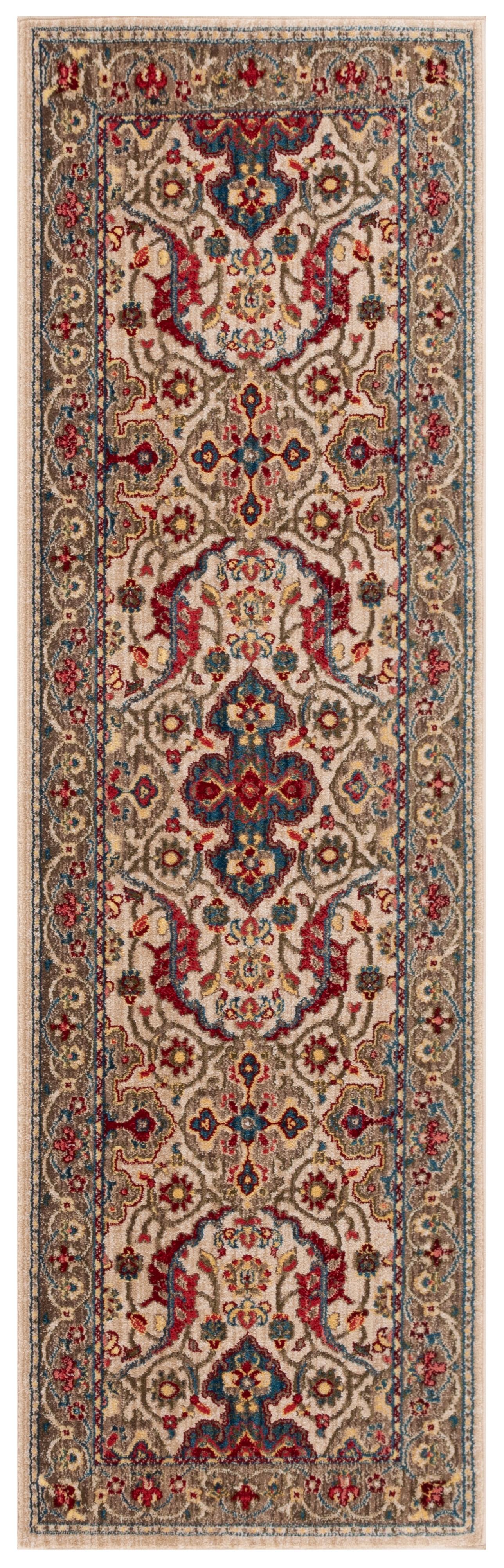SAFAVIEH Kashan Vincent Oriental Runner Rug, Ivory/Taupe, 2'6" x 10'