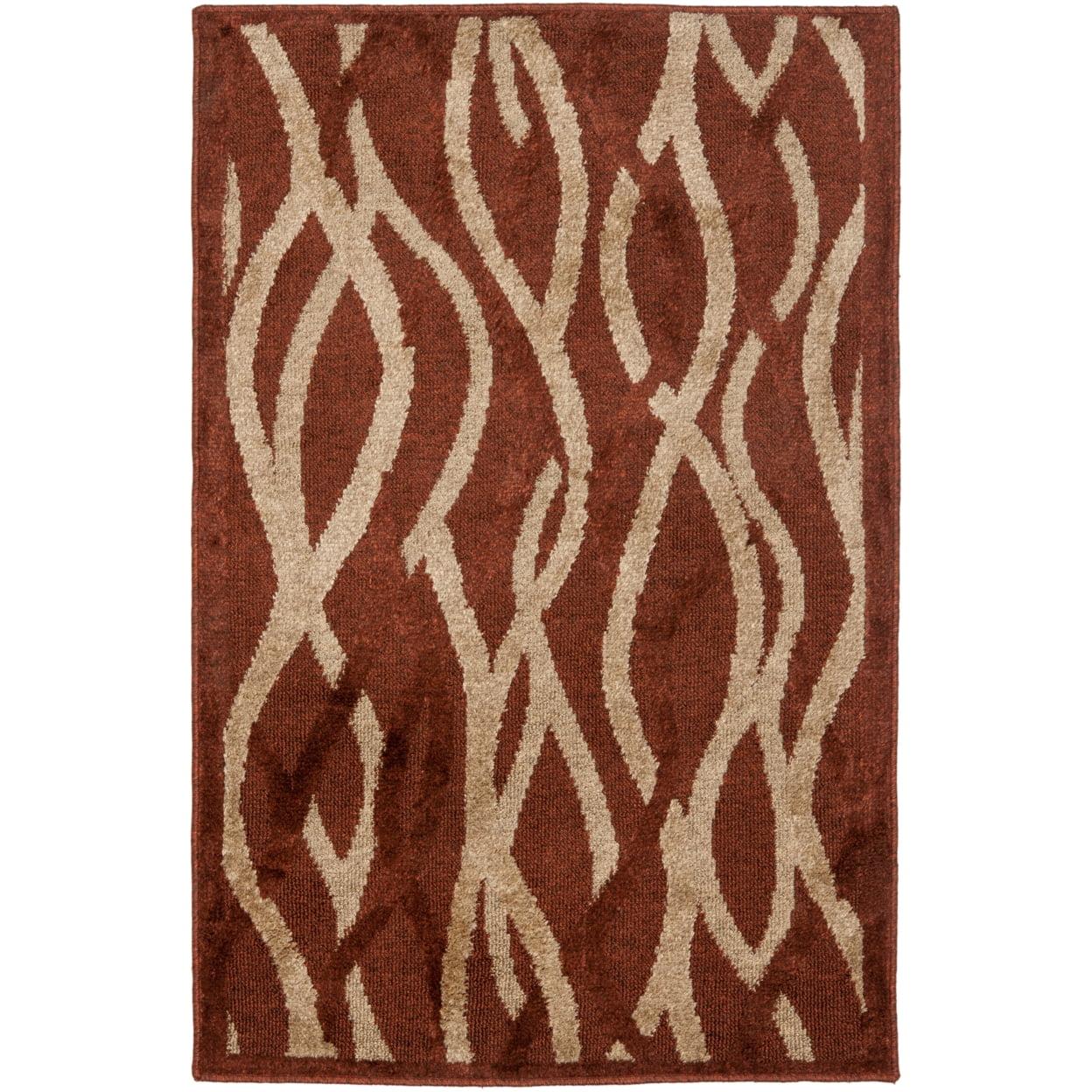 Rust and Ivory Floral Hand-Knotted Wool Area Rug 5' x 8'