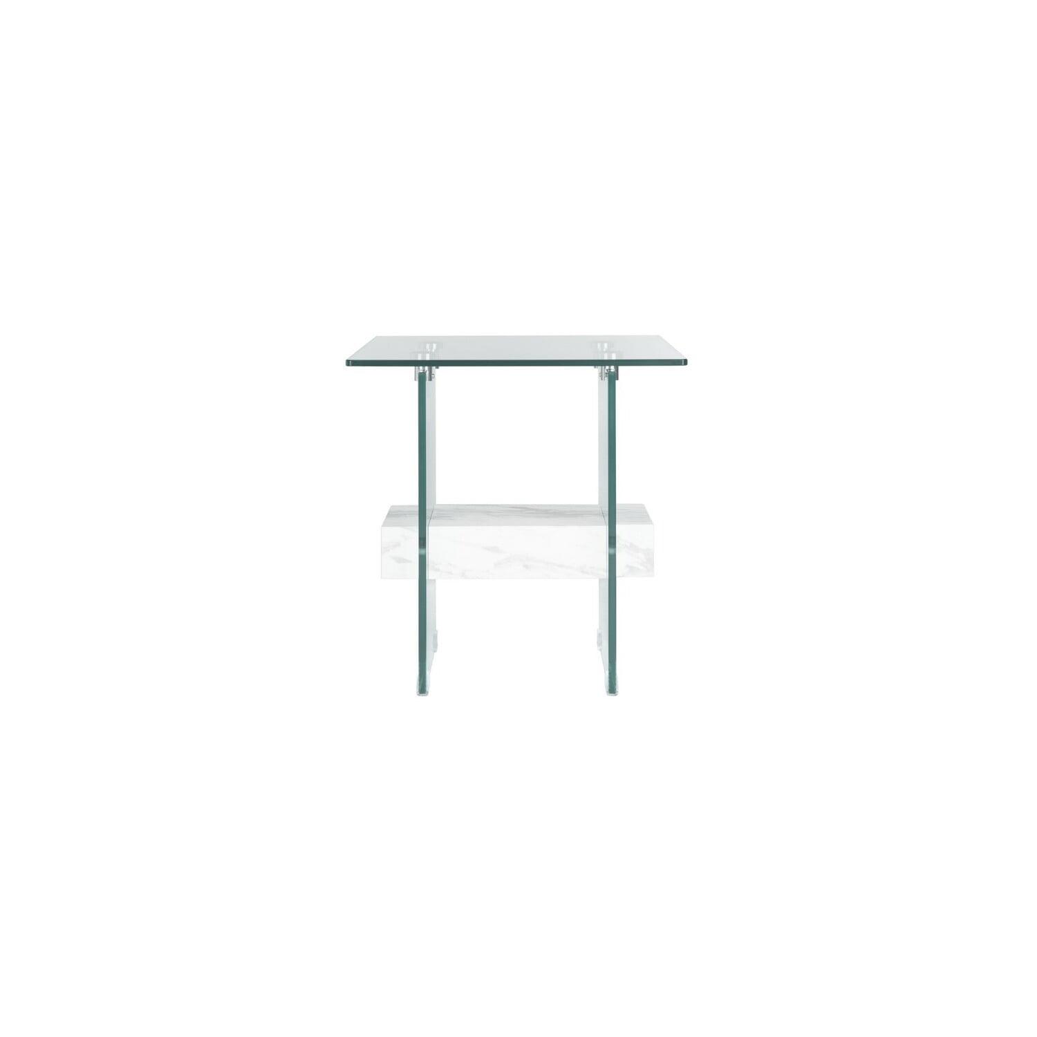 Kayley Accent Table - Glass/Faux White Marble Shelf - Safavieh.