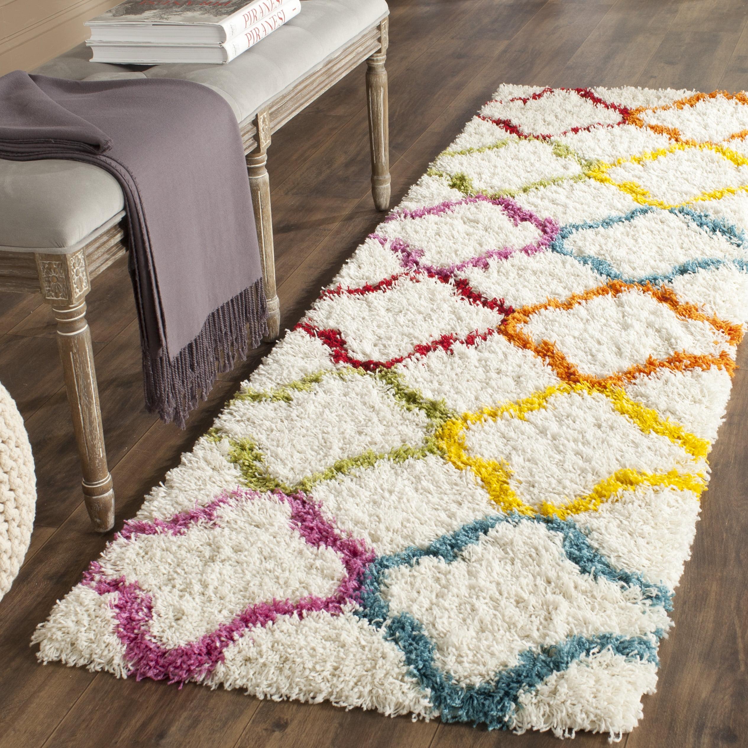 Ivory and Multicolor Shag Kids Area Rug, 2'3" x 5'