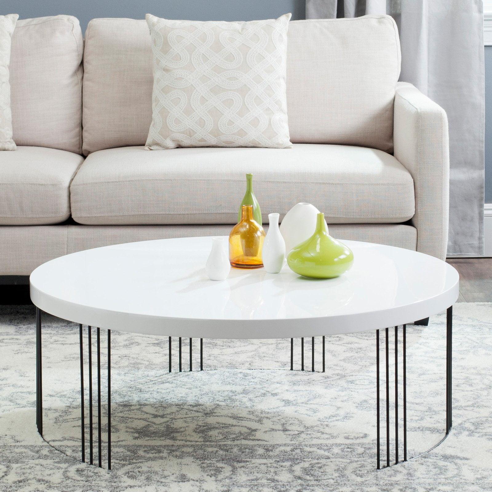 Keelin Mid Century Scandinavian Lacquer Coffee Table - White/Black - Safavieh.