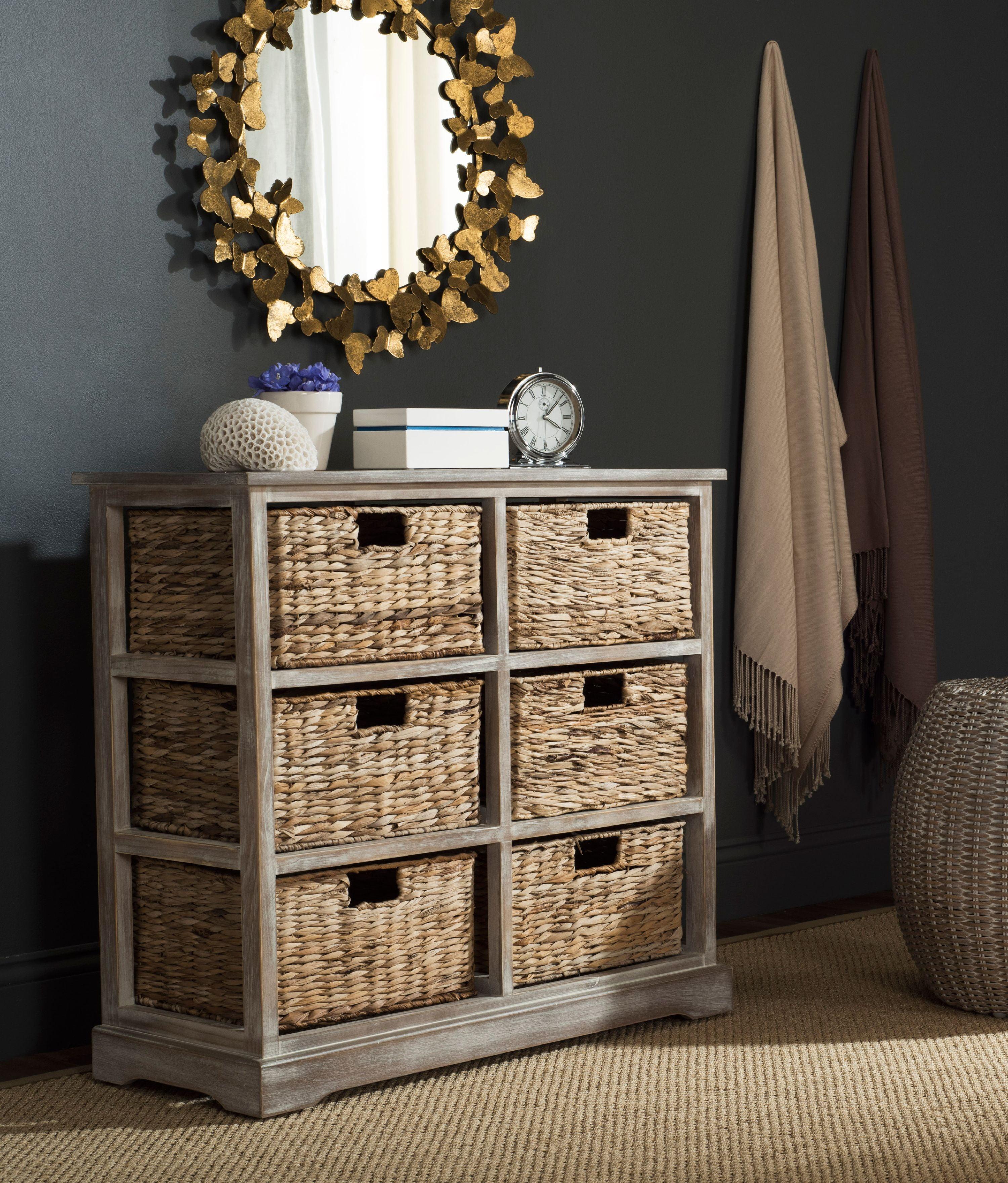 Keenan 6 Basket Storage Chest - AMH5740 - White Wash - Safavieh Couture