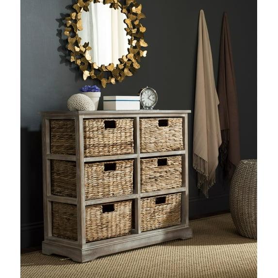 Keenan 6 Basket Storage Chest - AMH5740 - White Wash - Safavieh Couture