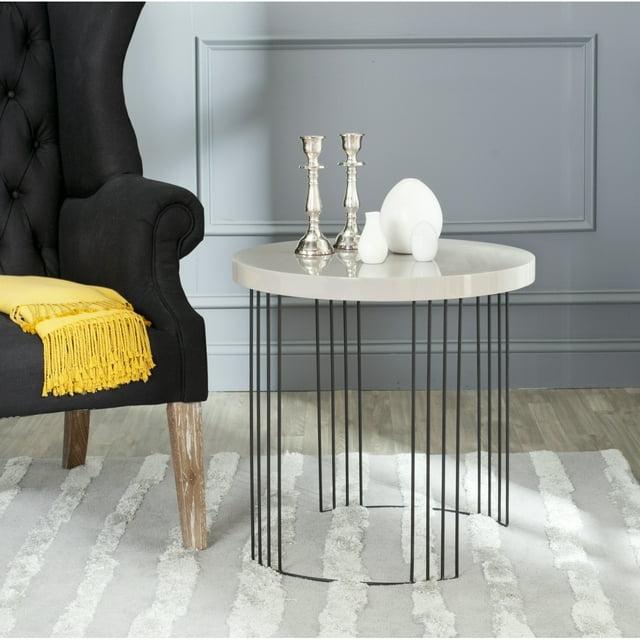 Kelly Mid Century Scandinavian Lacquer Side Table - Taupe/Black - Safavieh.