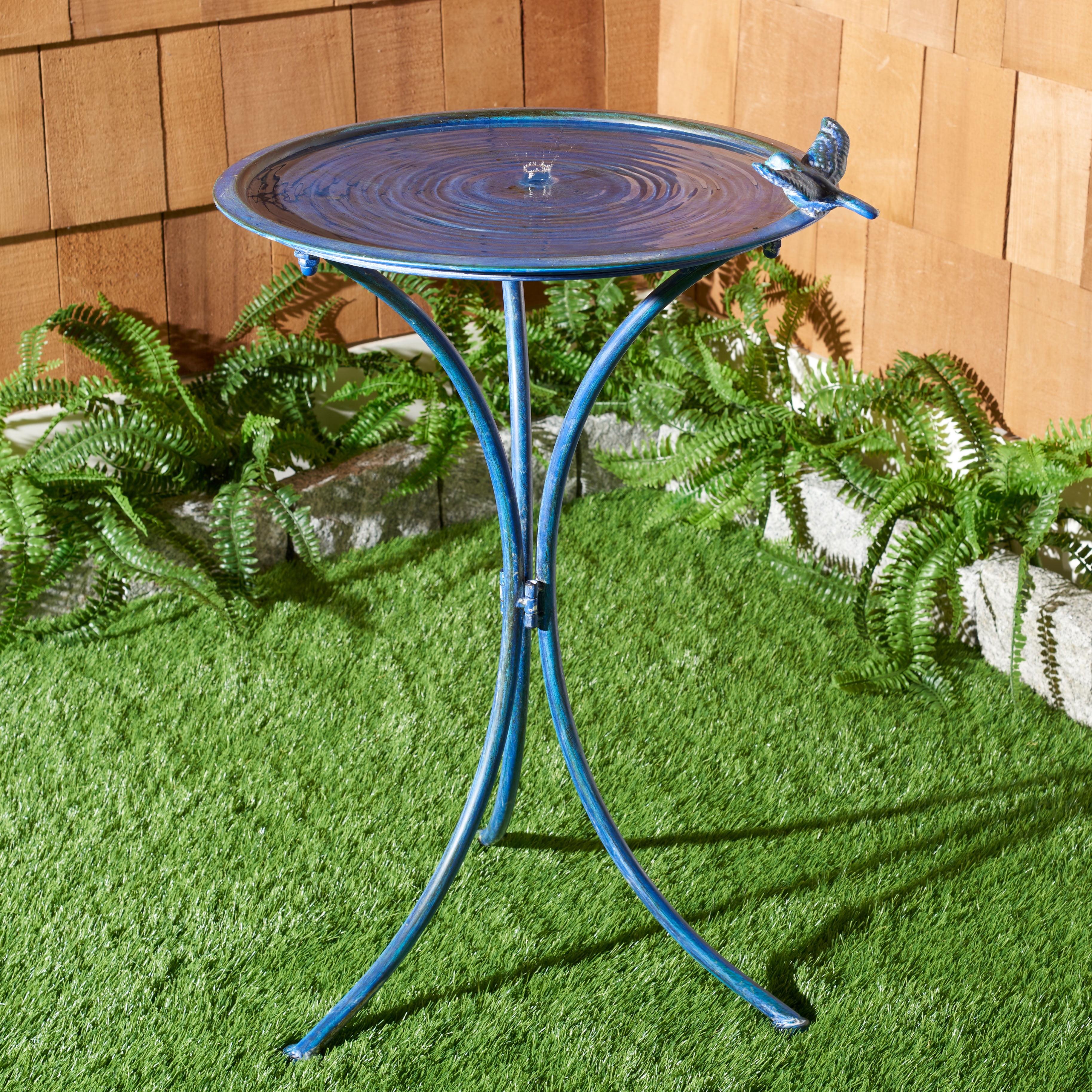 Kensi Outdoor Bird Bath - Antique Blue - Safavieh