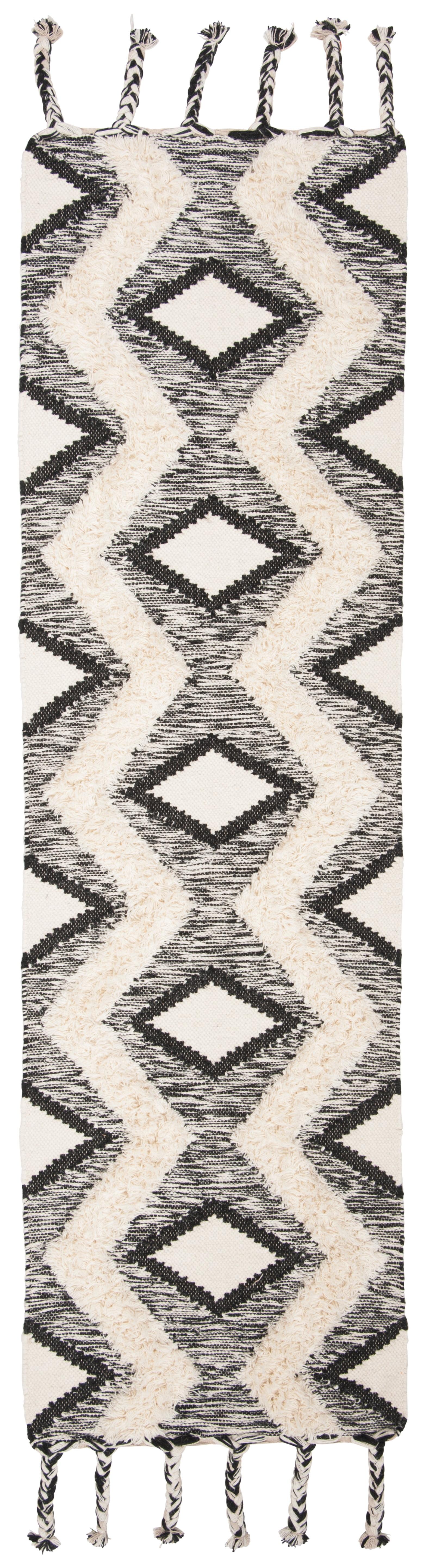 Kenya KNY908 Hand Knotted Runner Rug - Black/Ivory - 2'3"x8' - Safavieh