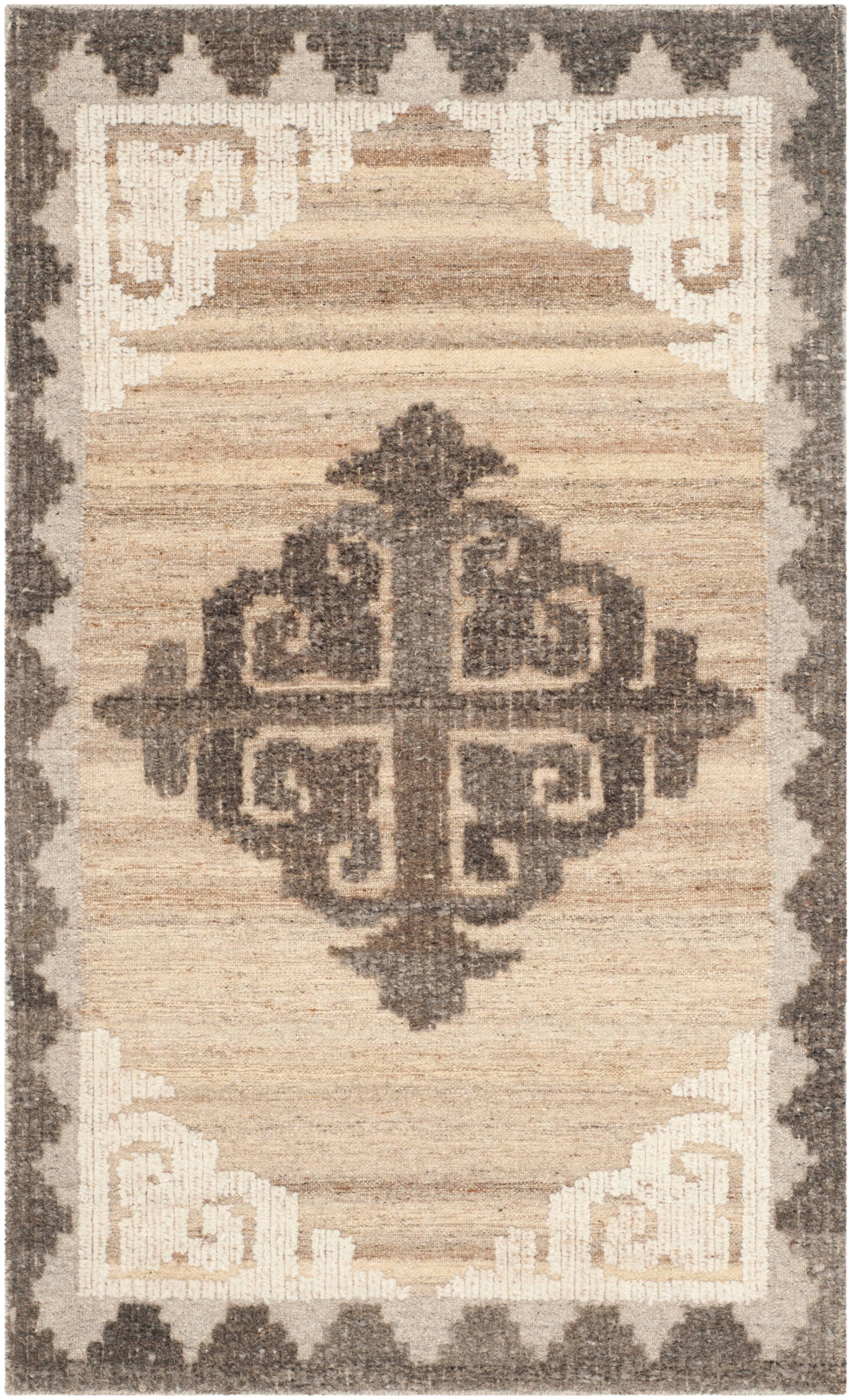 Kenya KNY312 Hand Knotted Area Rug - Brown/Charcoal - 3'x5' - Safavieh.