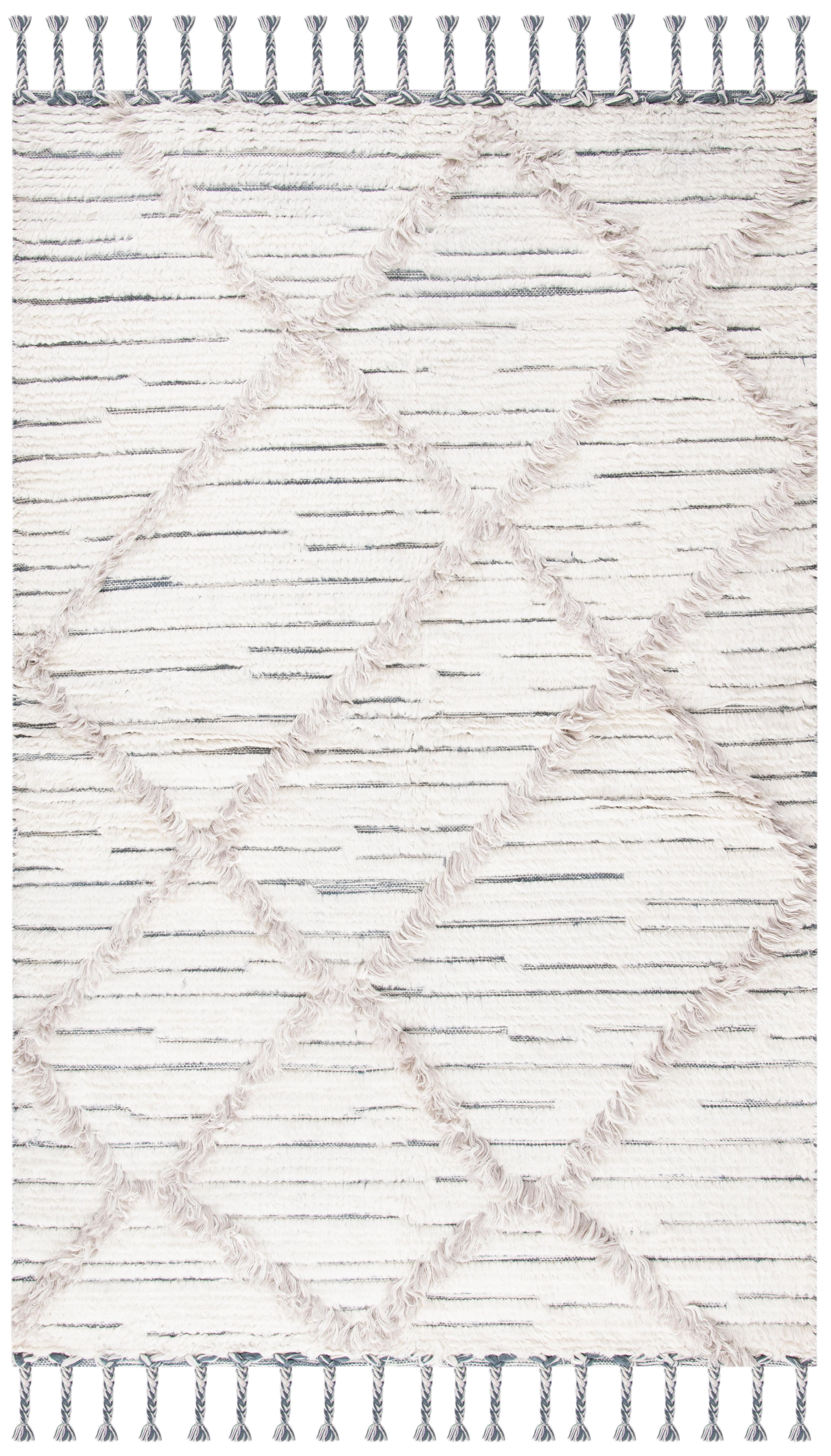 Henrie Geometric Handwoven Area Rug in Ivory/Gray