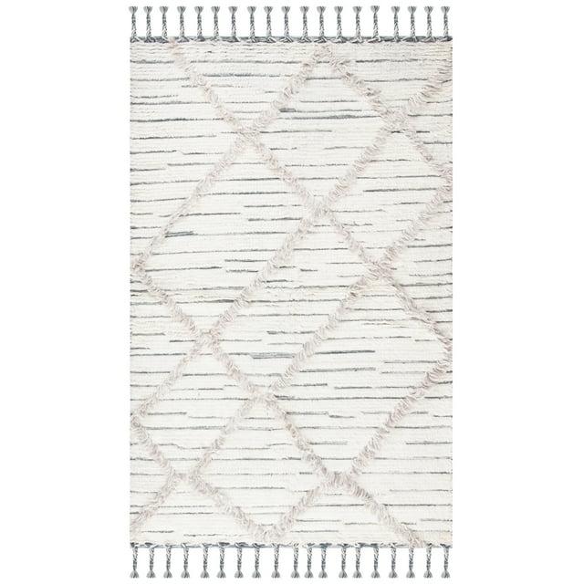 Henrie Geometric Handwoven Area Rug in Ivory/Gray