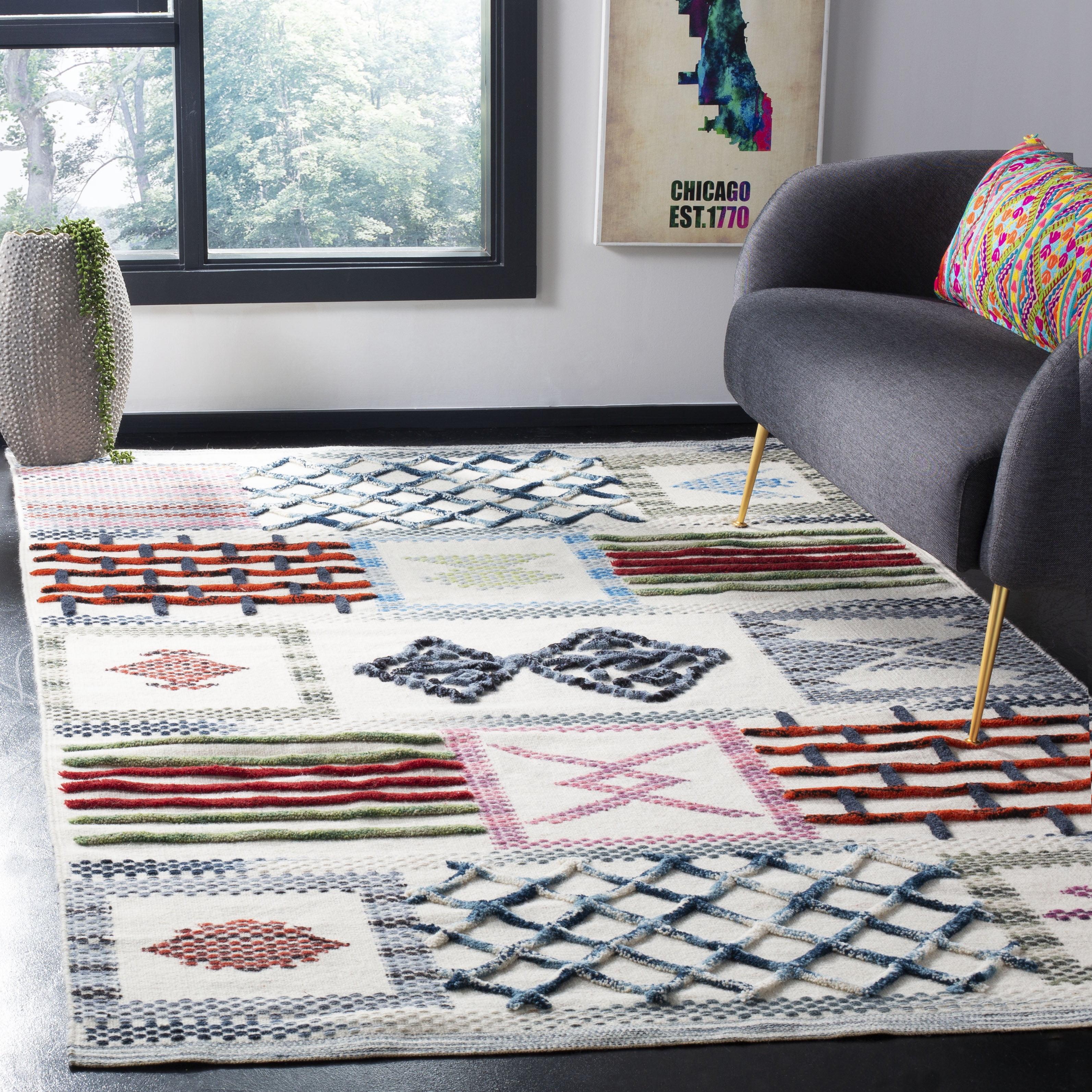 Kenya KNY913 Hand Knotted Rectangle Global Area Rug - Ivory - 6' X 9' - Safavieh.