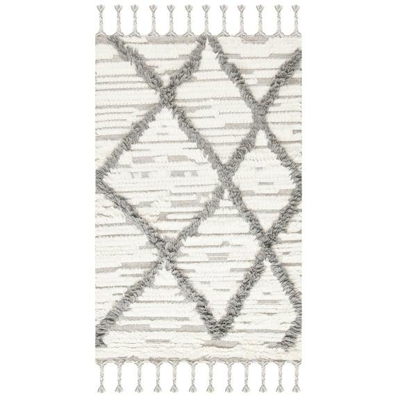 Henrie Geometric Handwoven Area Rug in Ivory/Gray