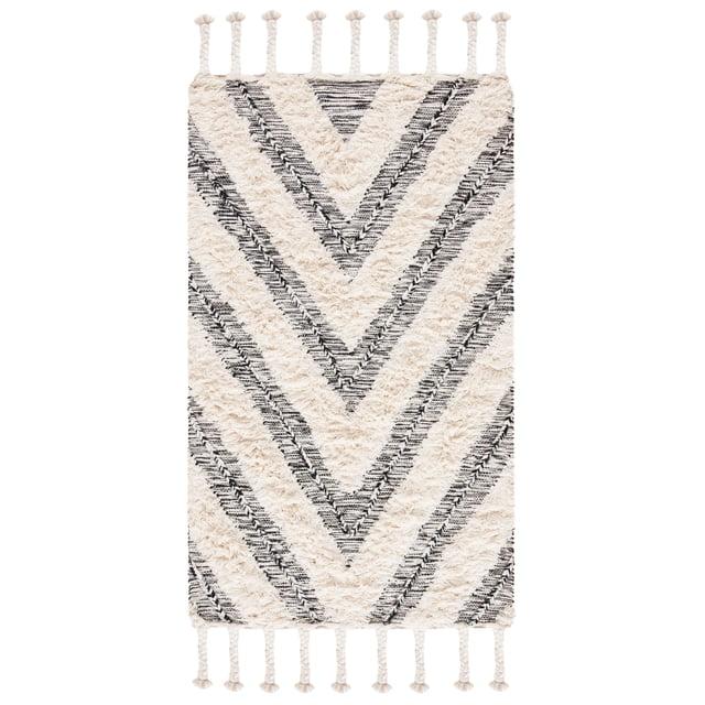Kenya KNY901 Hand Knotted Accent Rug - Black/Ivory - 2'3"x4' - Safavieh.