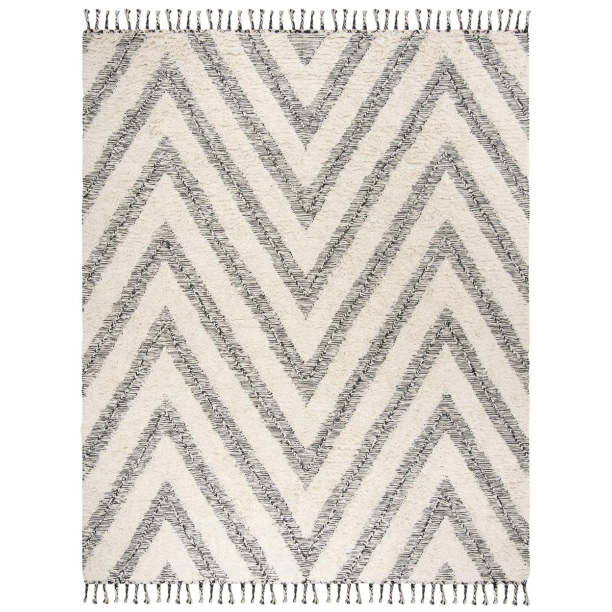 Kenya KNY901 Hand Knotted Area Rug - Black/Ivory - 5'x8' - Safavieh.