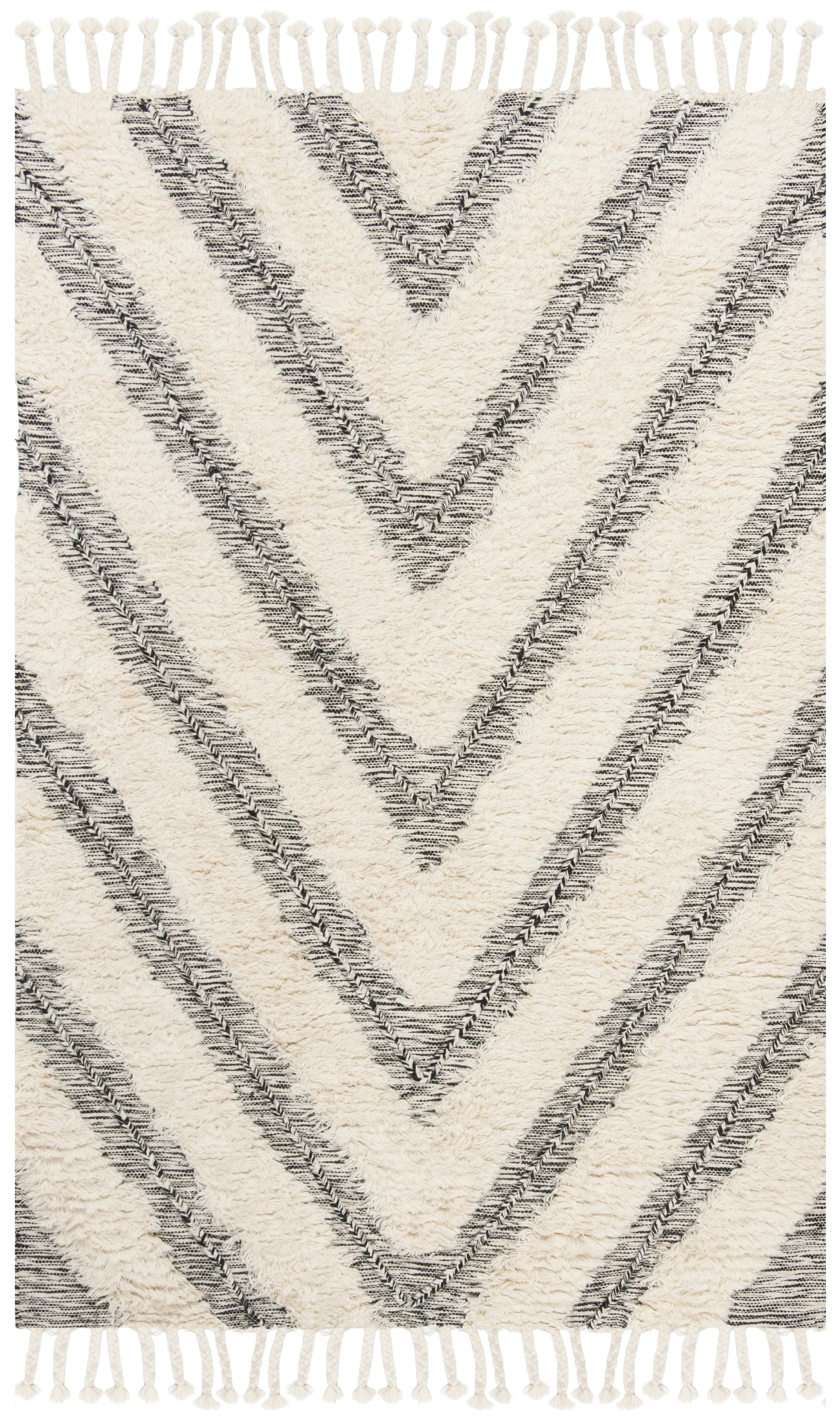 Kenya KNY901 Hand Knotted Area Rug - Black/Ivory - 5'x8' - Safavieh.