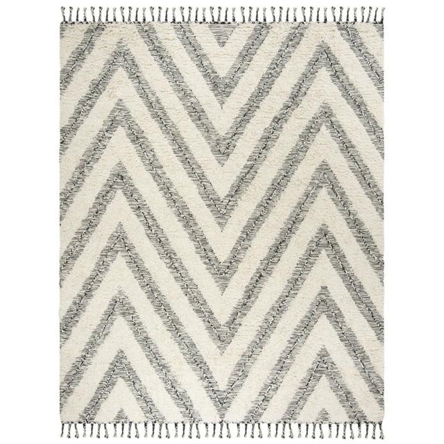 Kenya KNY901 Hand Knotted Area Rug - Black/Ivory - 6'x9' - Safavieh.