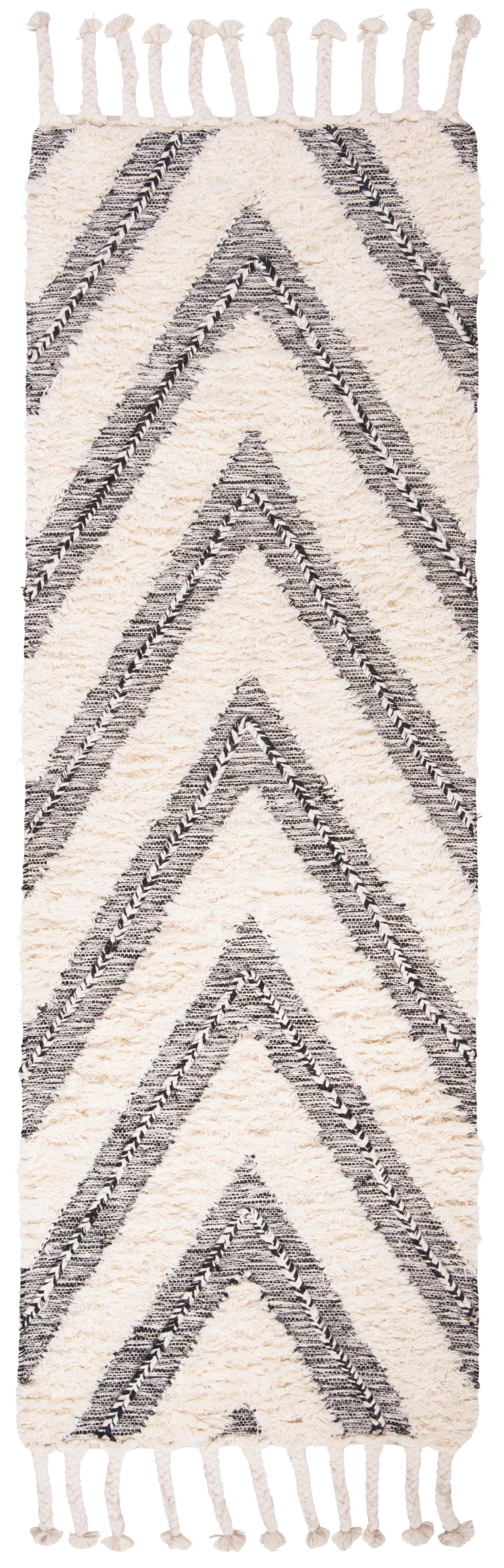 Kenya KNY901 Hand Knotted Runner Rug - Black/Ivory - 2'3"x6' - Safavieh.